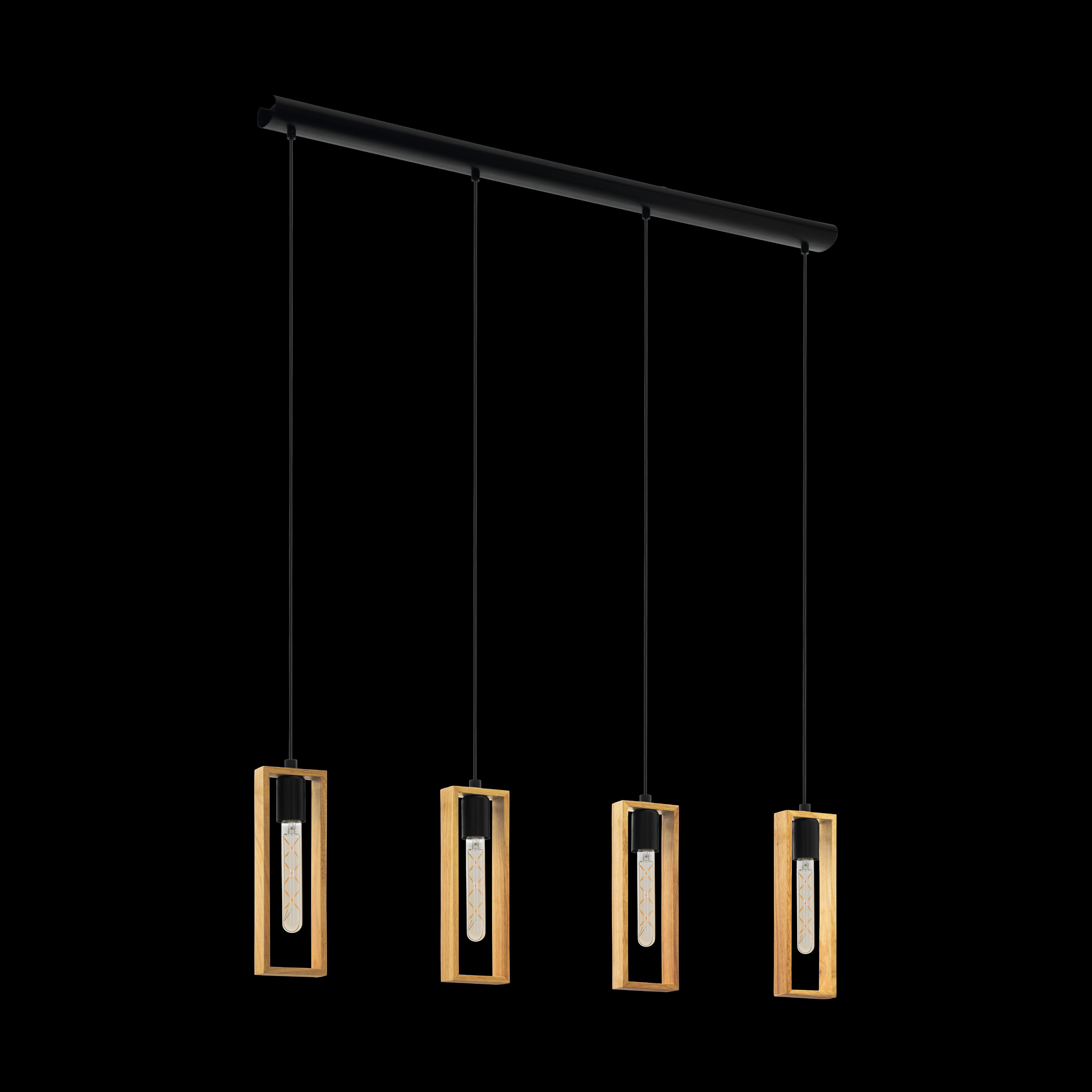 eglo littleton 3 light black wooden rectangular ceiling pendant living room image