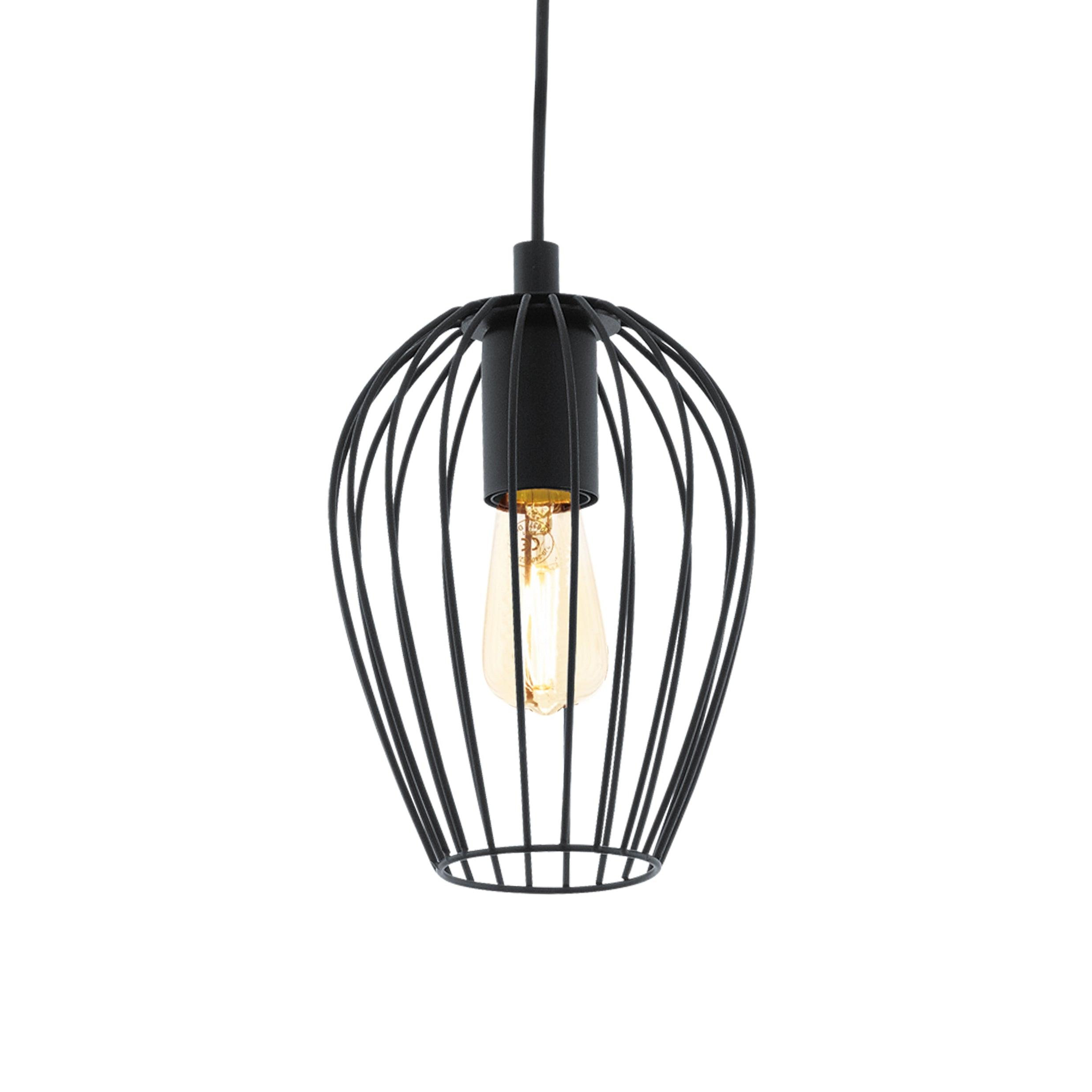 eglo newtown black wire oval lampshade ceiling pendant Kitchen Lighting Close Up