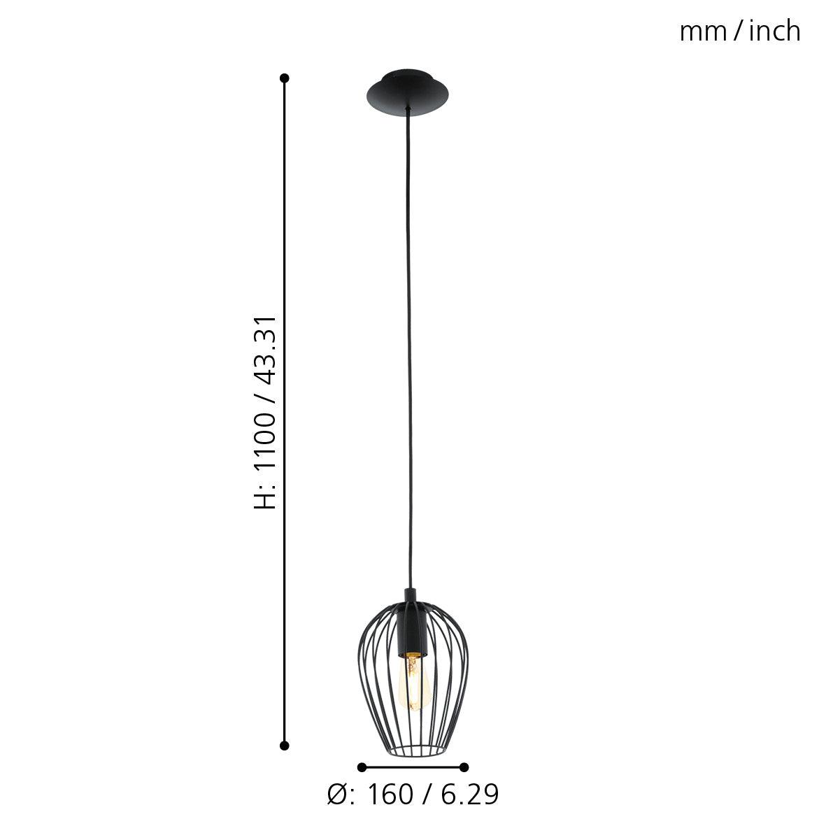 eglo newtown black wire oval lampshade ceiling pendant living room close up