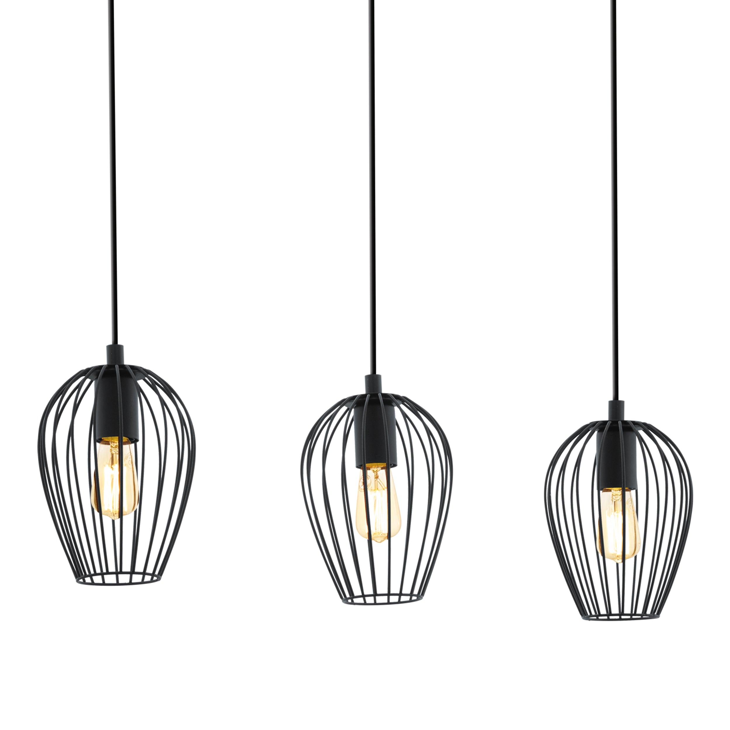 eglo newtown 3 light black wire oval shade bar ceiling pendant hallway lighting
