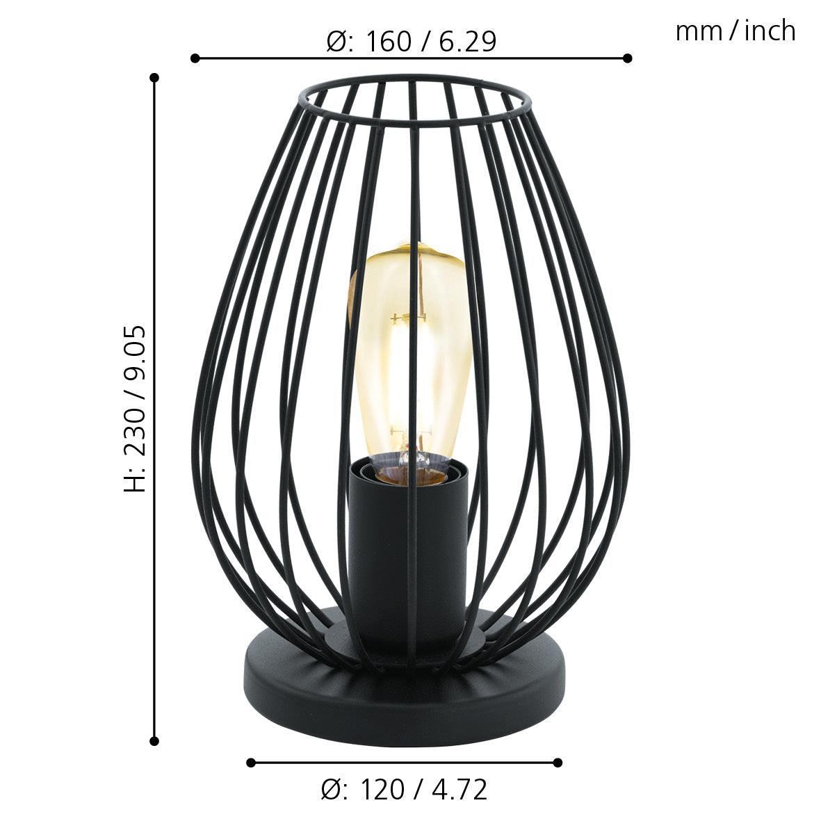 eglo newtown black wire table lamp kitchen lighting