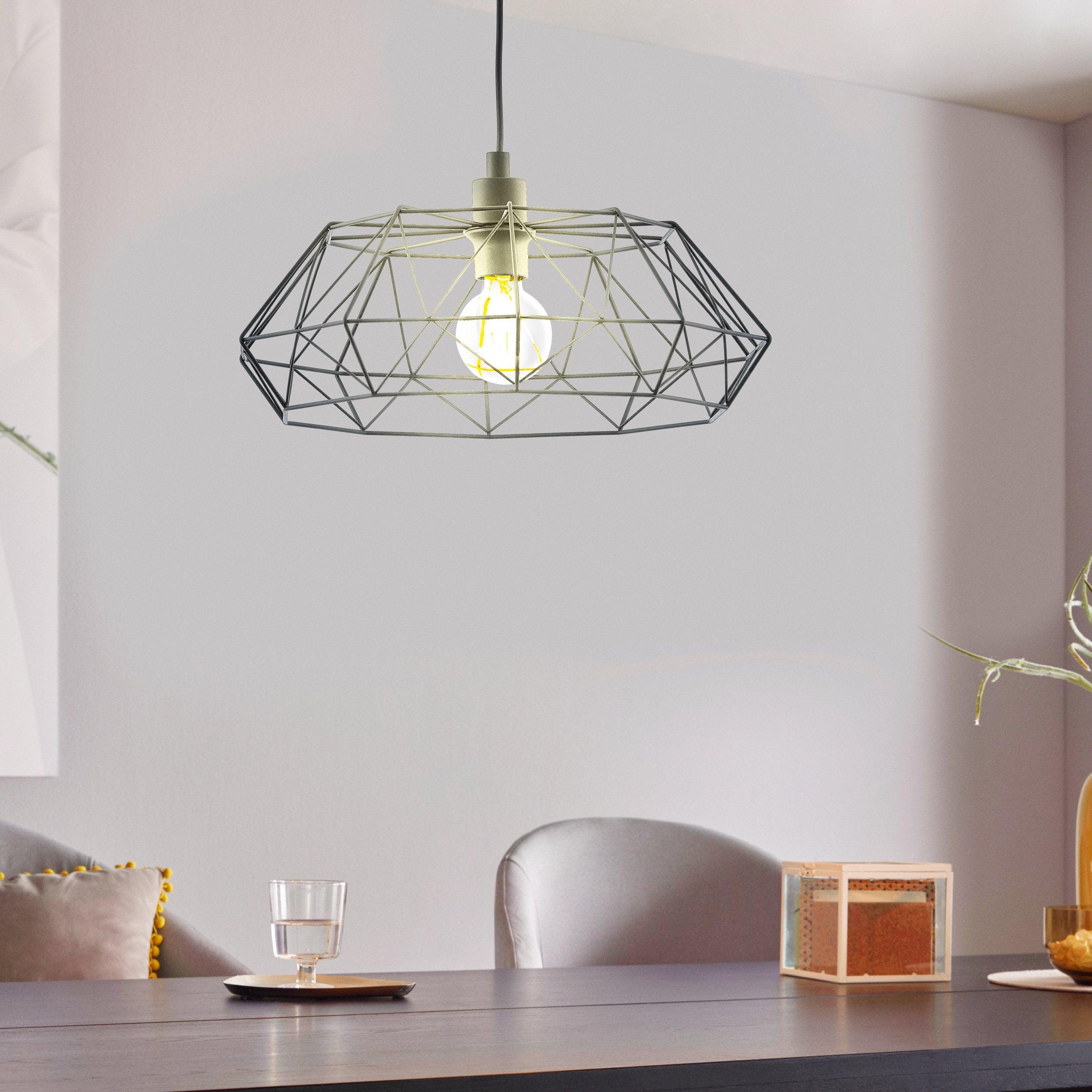 eglo carlton 2 black wire shade ceiling pendant