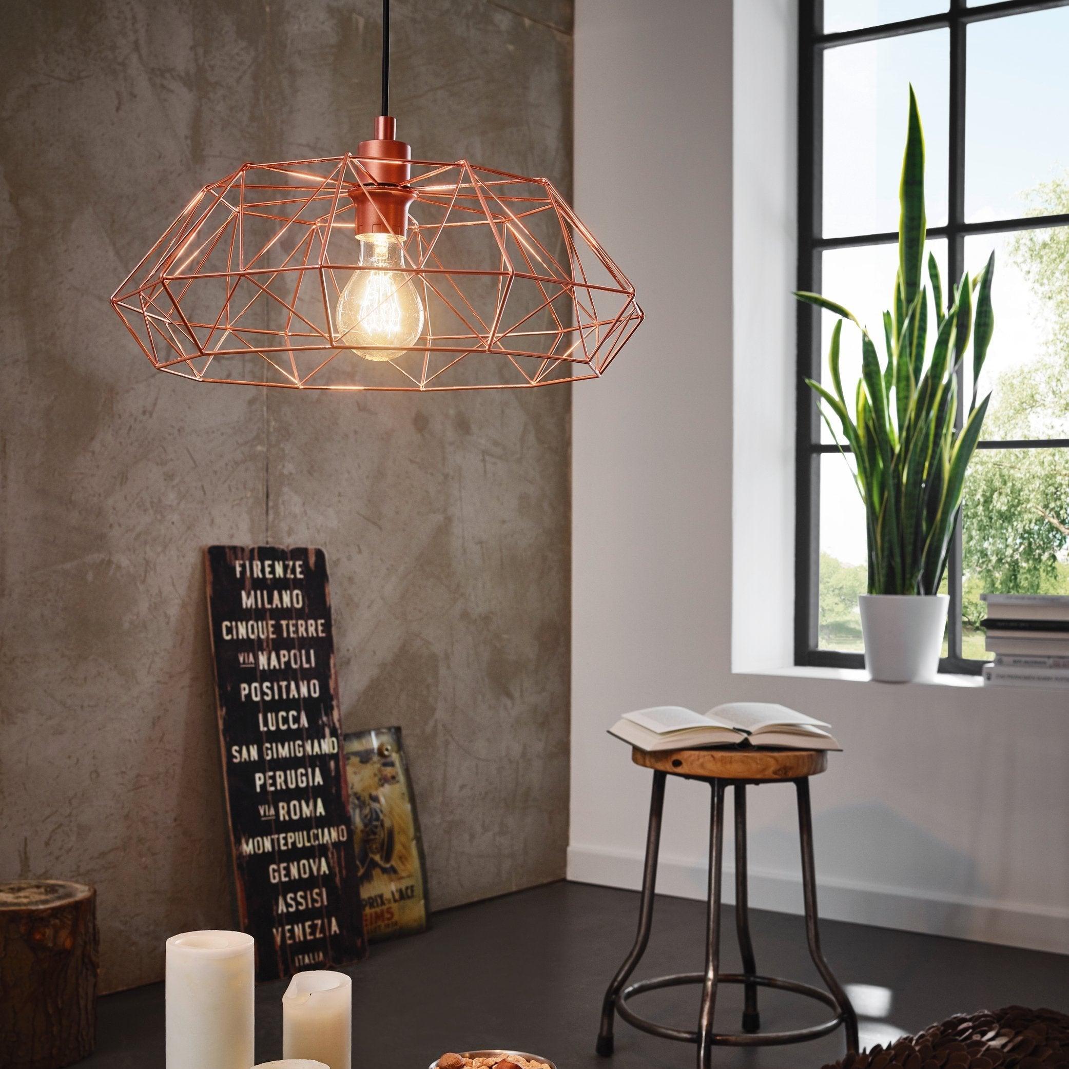 eglo carlton 2 copper wire shade ceiling pendant