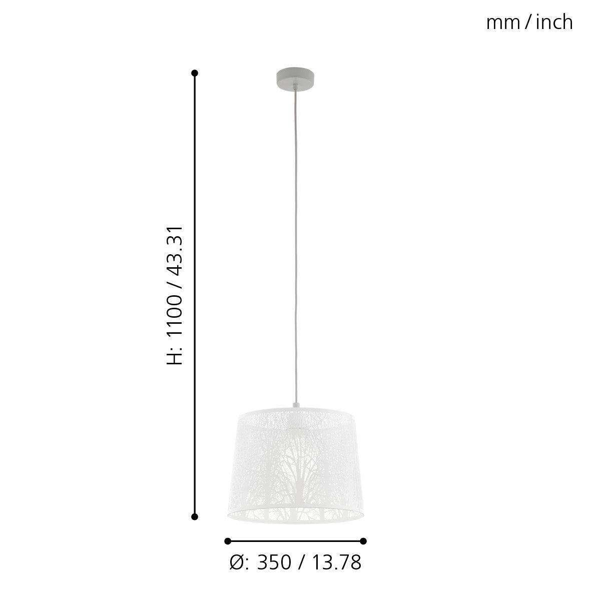 eglo hambleton tree pattern white metal ceiling pendant living room close up