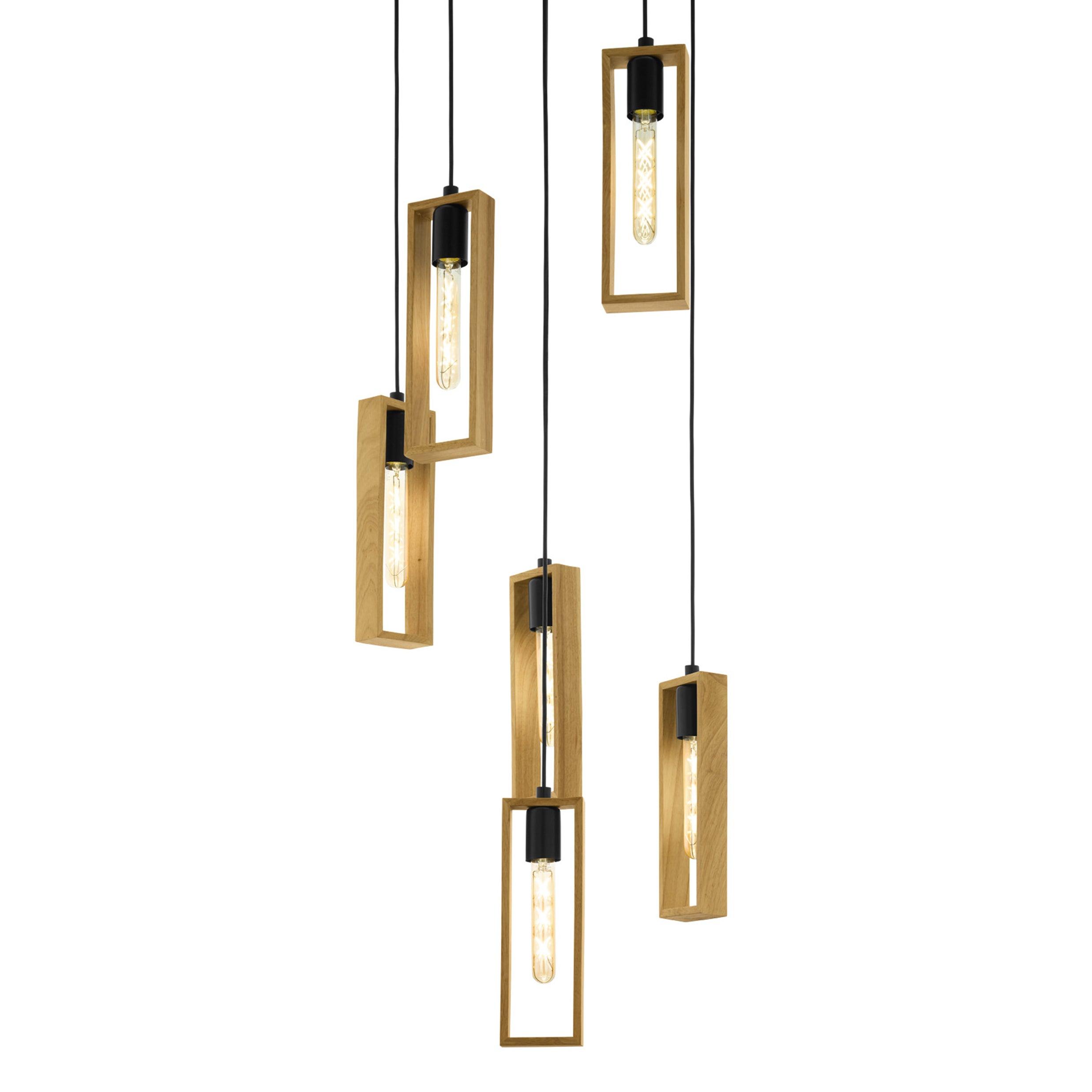 eglo littleton 6 light black rubberwood ceiling pendant kitchen lighting