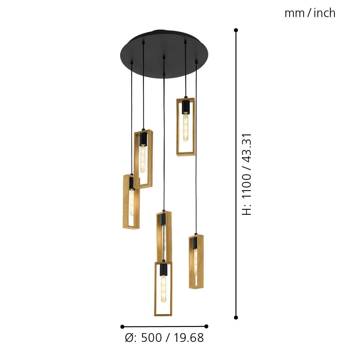eglo littleton 6 light black rubberwood ceiling pendant Kitchen Lighting Close Up