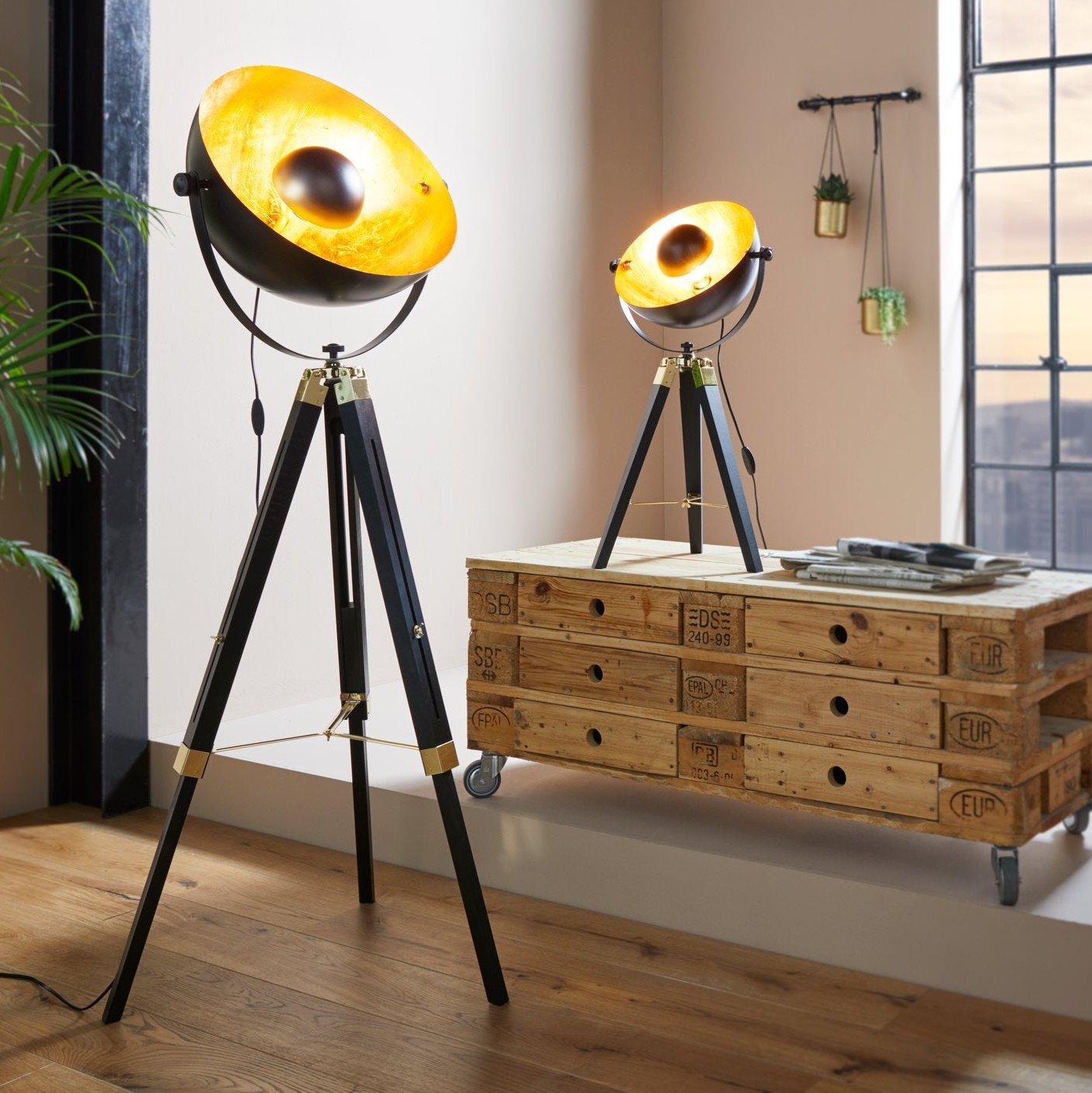 eglo covaleda black gold tripod table lamp living room close up