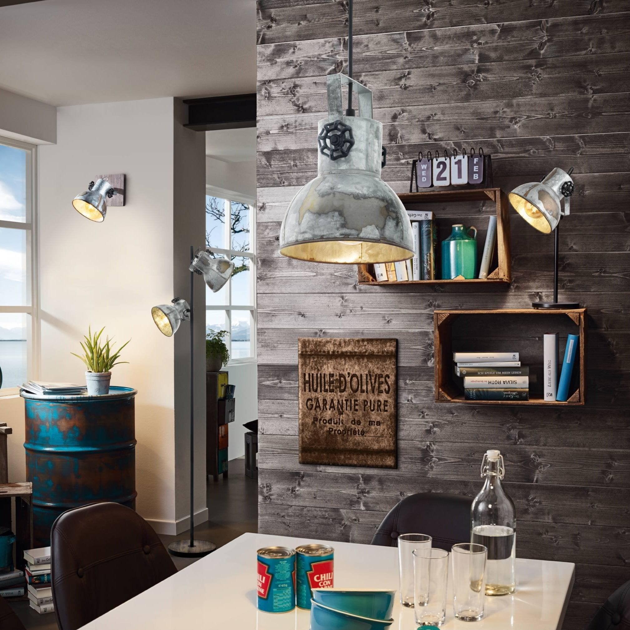 eglo barnstaple distressed steel ceiling pendant