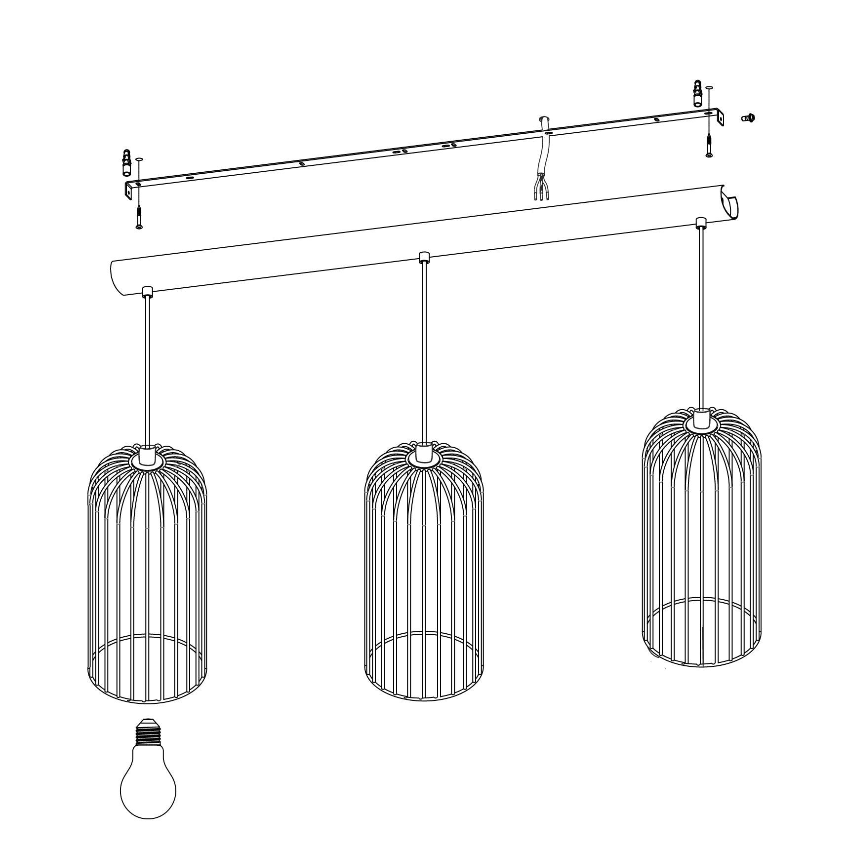 eglo roccamena 3 light black copper wire ceiling pendant hallway lighting