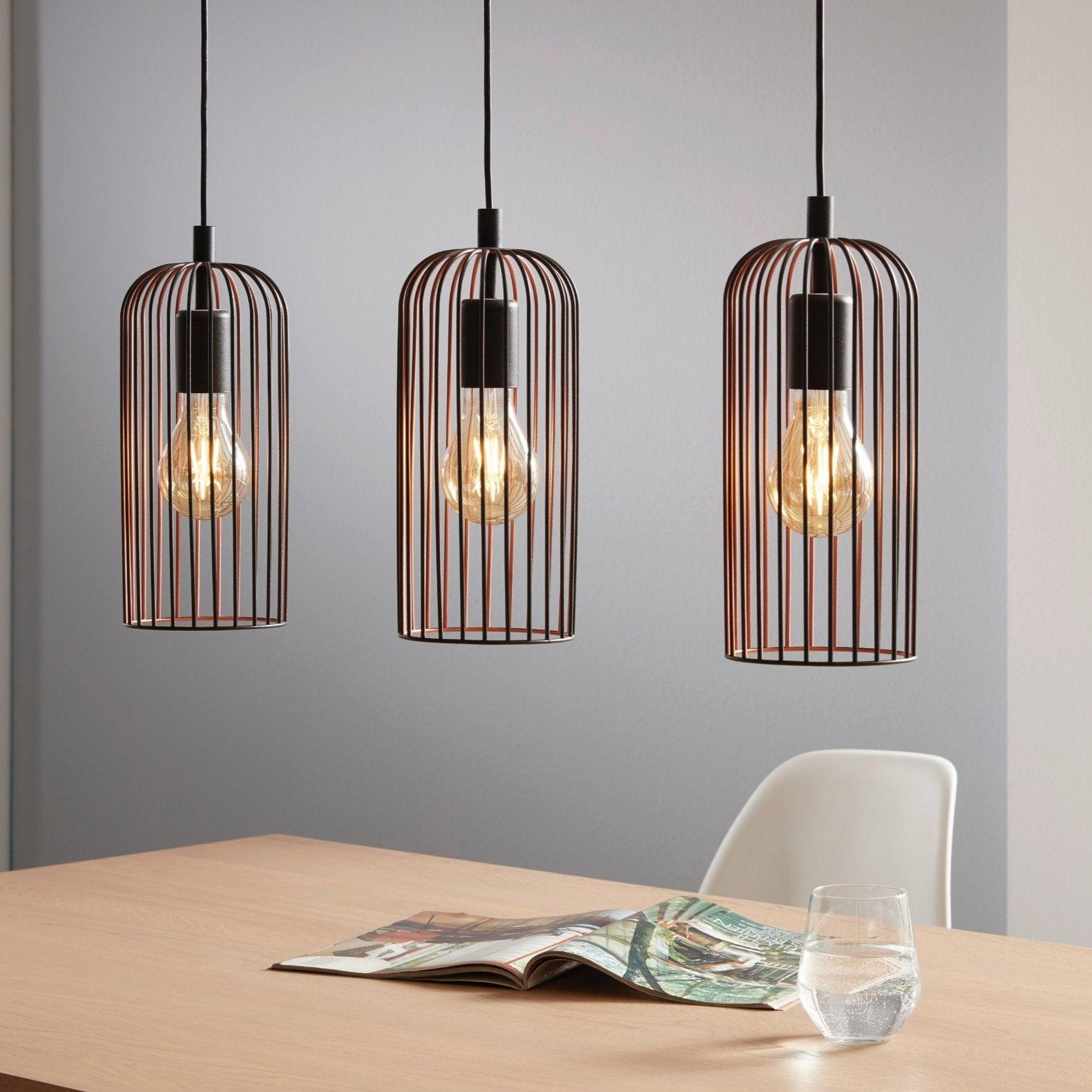 eglo roccamena 3 light black copper wire ceiling pendant