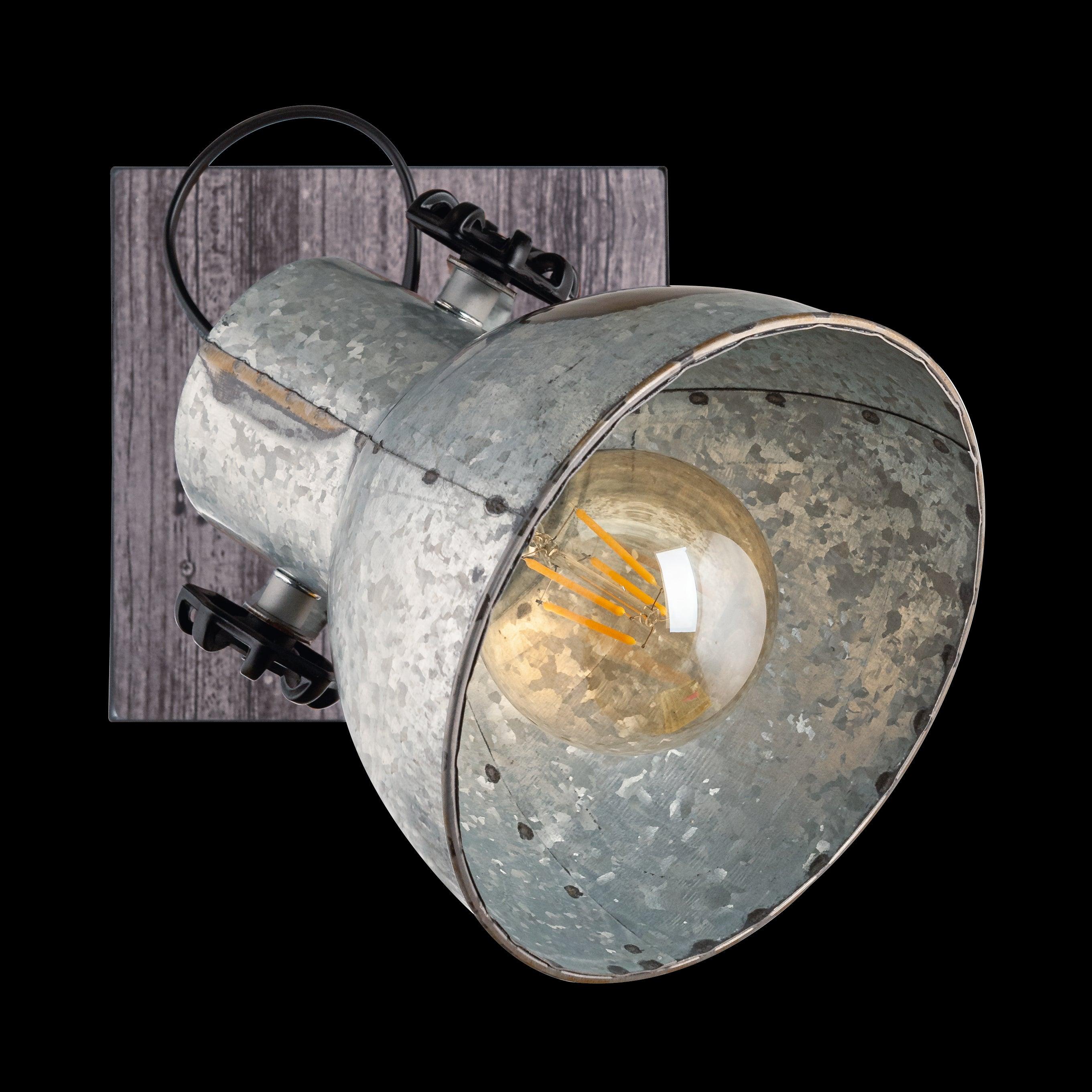 eglo barnstaple wood distressed steel wall spotlight Hallway Lighting Close up