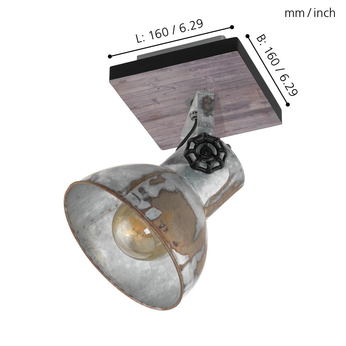 eglo barnstaple wood distressed steel wall spotlight Kitchen Lighting Close Up