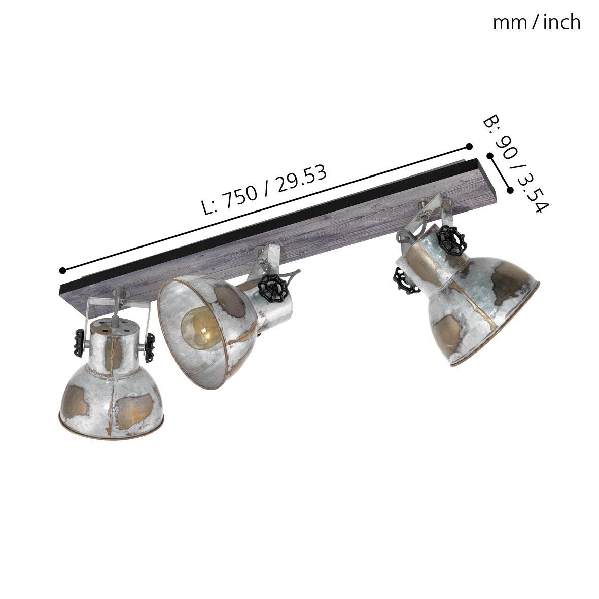 eglo barnstaple wood distressed steel 3 light bar spotlight kitchen lighting