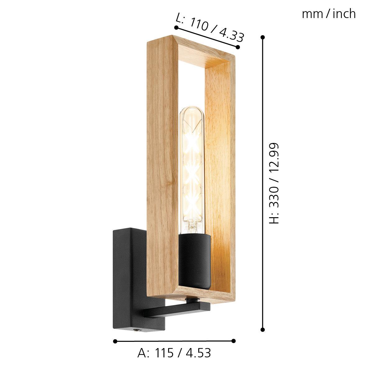 eglo littleton black wooded framed wall light living room image