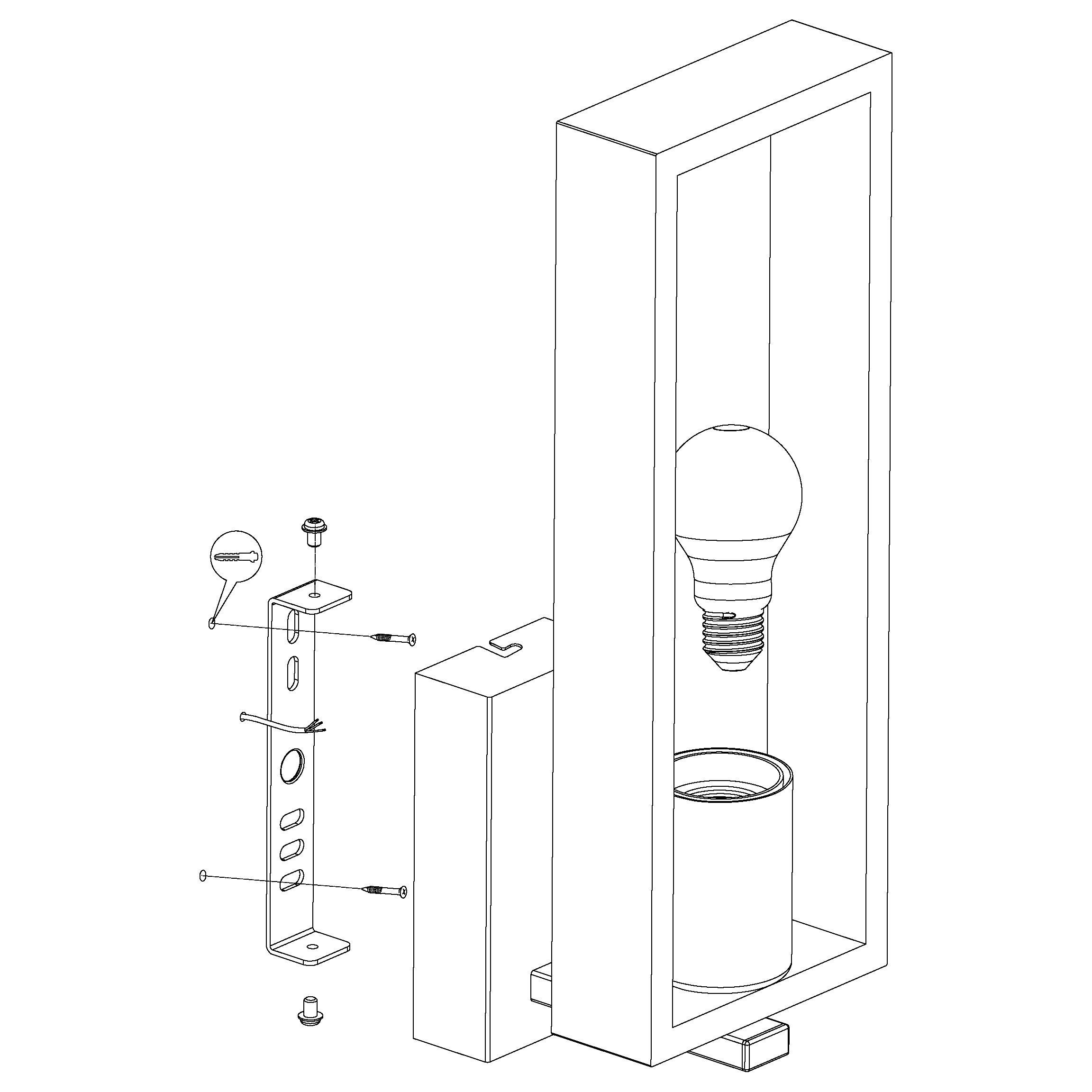 eglo littleton black wooded framed wall light living room close up