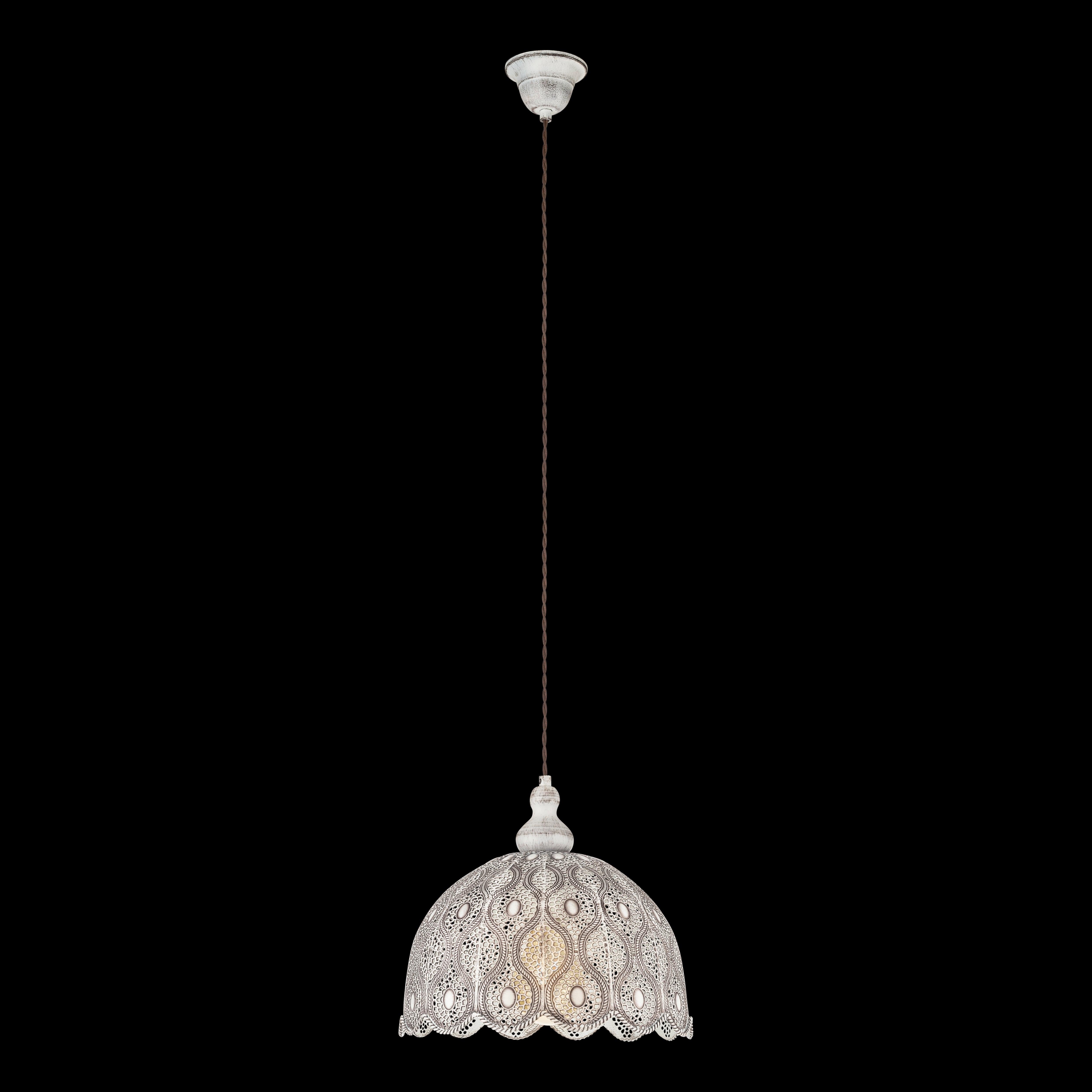 eglo talbot 2 antique white round metal fluted ceiling pendant