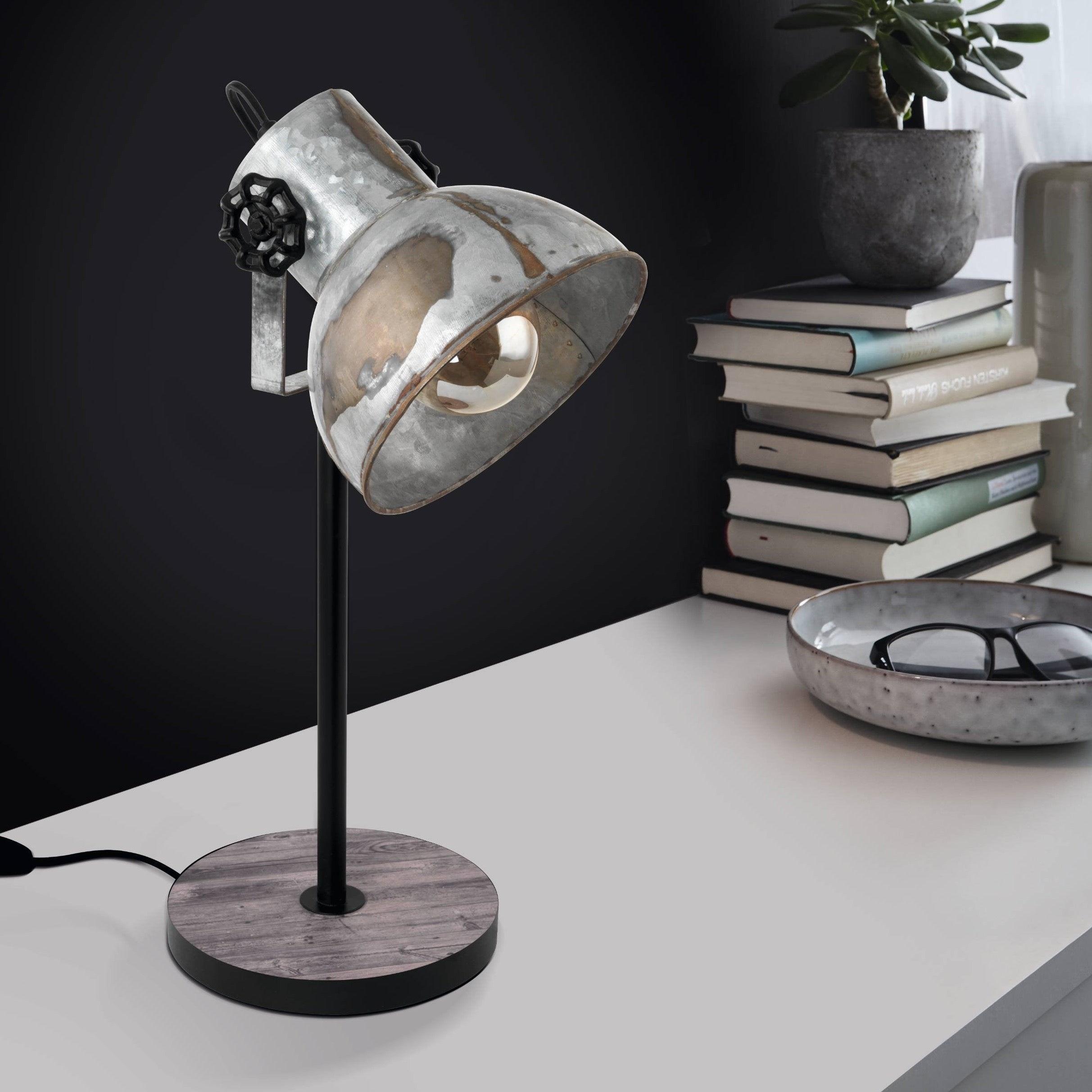 eglo barnstaple distressed metal table lamp living room image