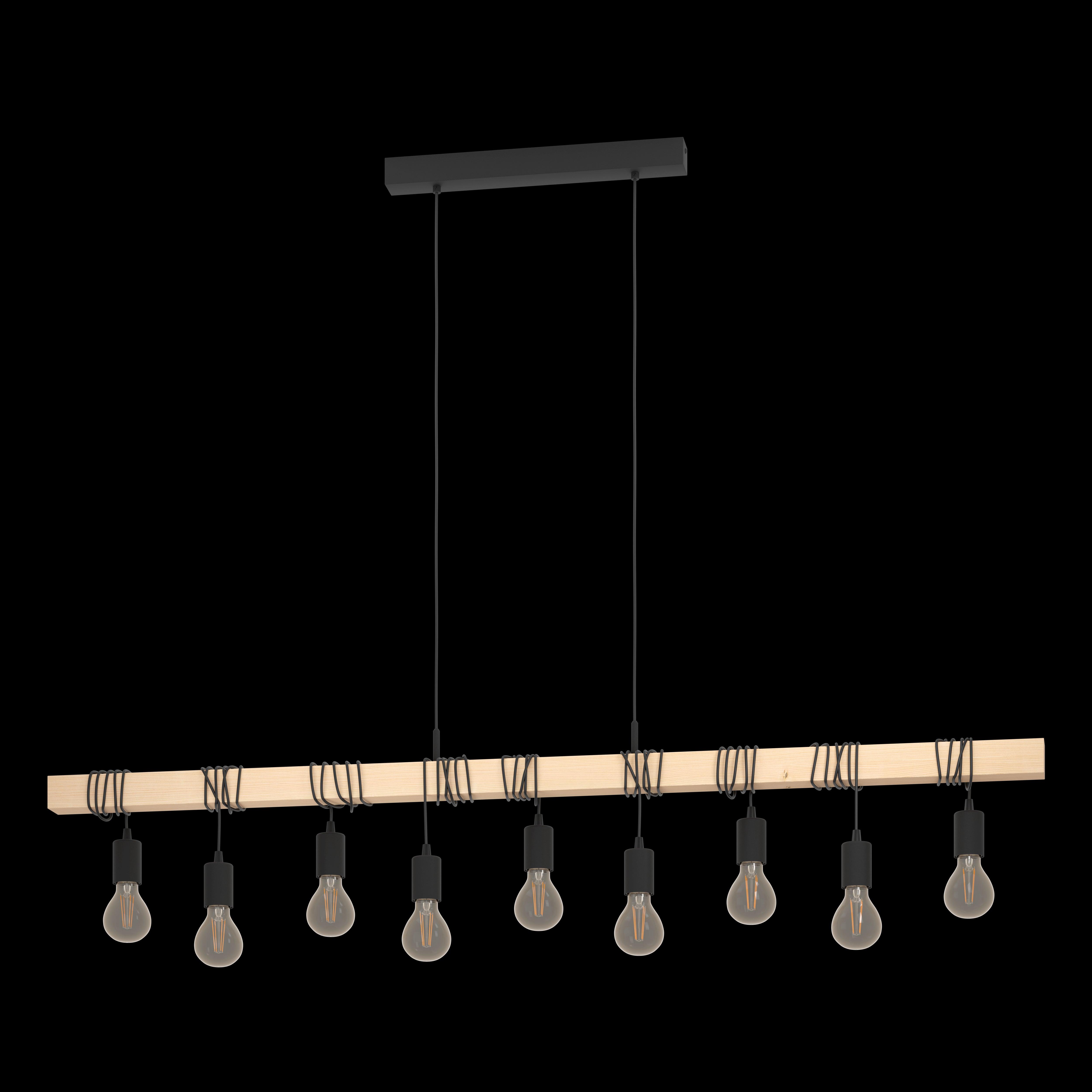 eglo townshend 9 light wooden beam adjustable bar ceiling pendant living room image