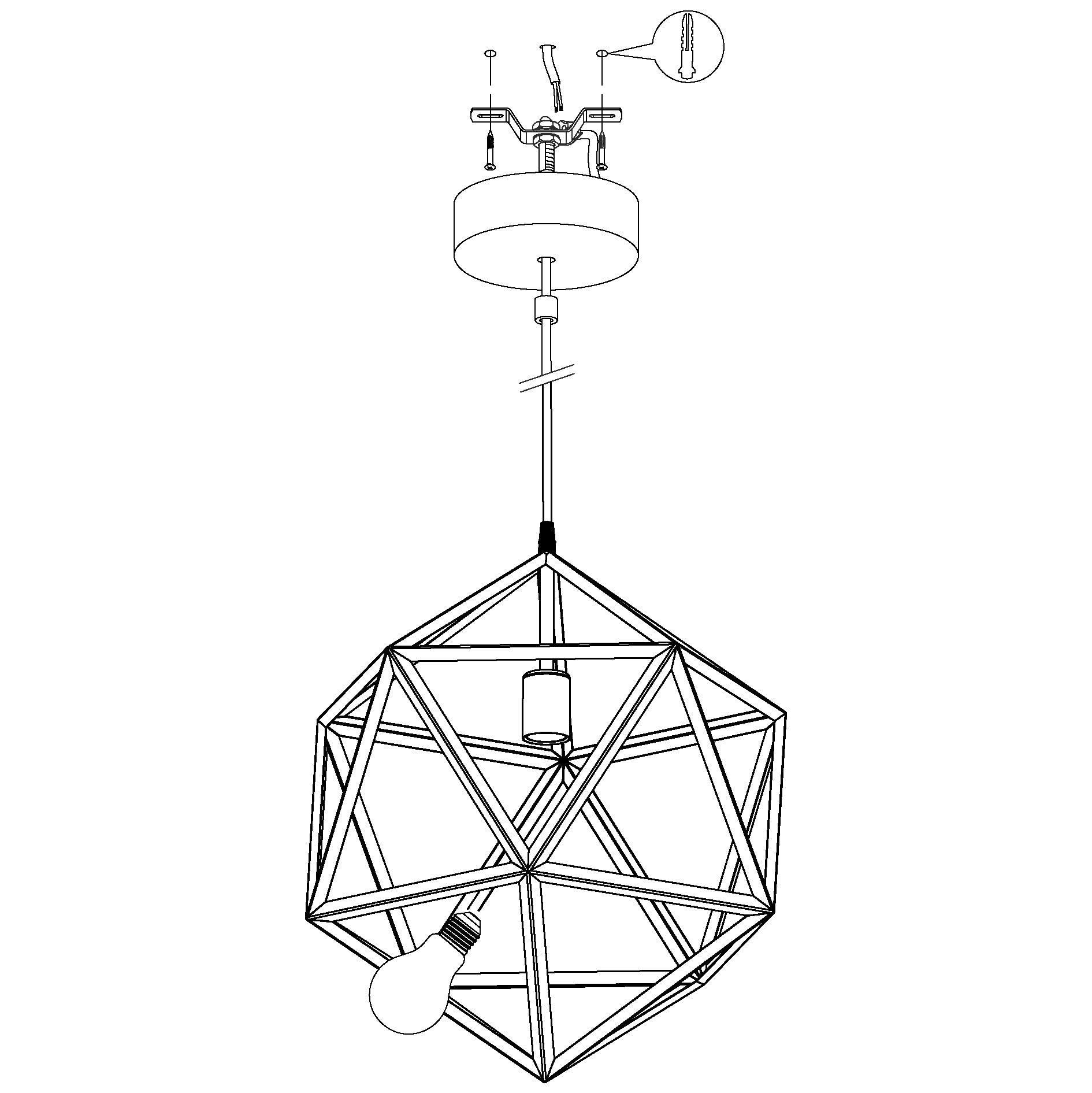eglo embleton black diamond shaped metal ceiling pendant 46cm hallway lighting