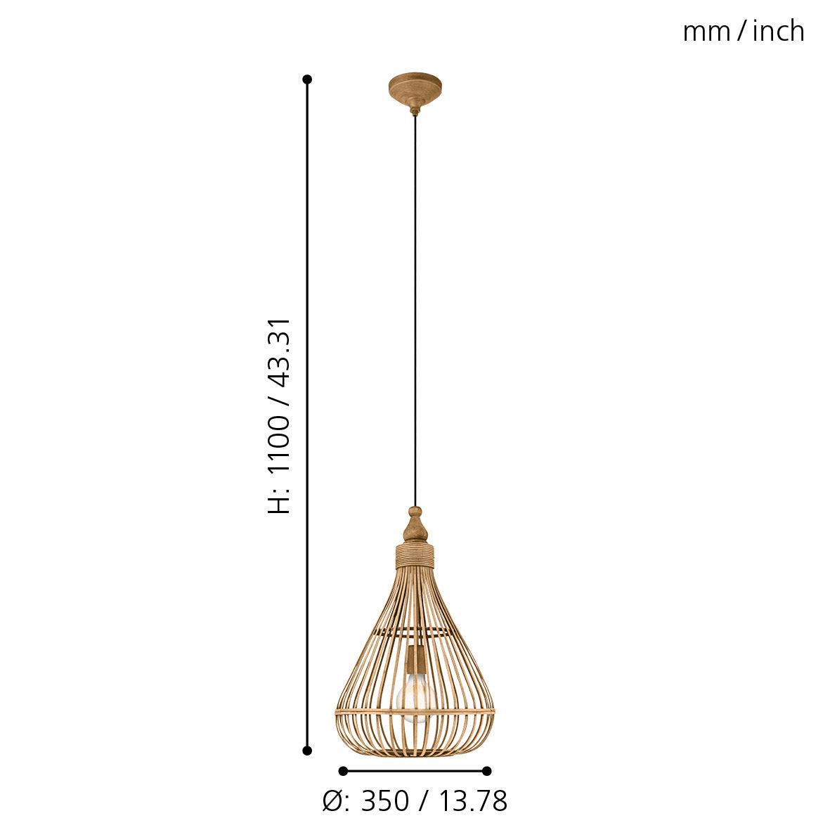 eglo amsfield bamboo wicker teardrop ceiling pendant kitchen lighting
