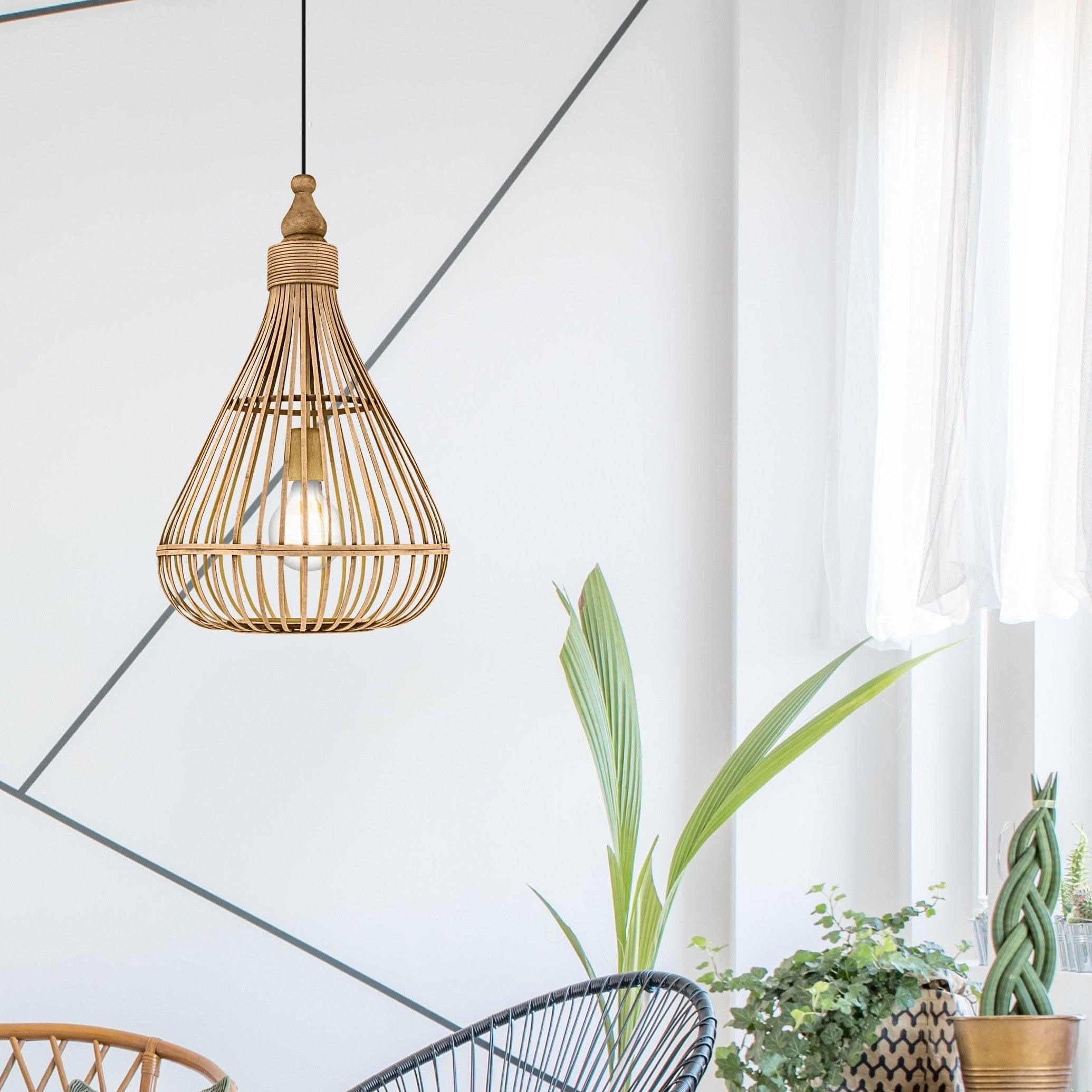 eglo amsfield bamboo wicker teardrop ceiling pendant