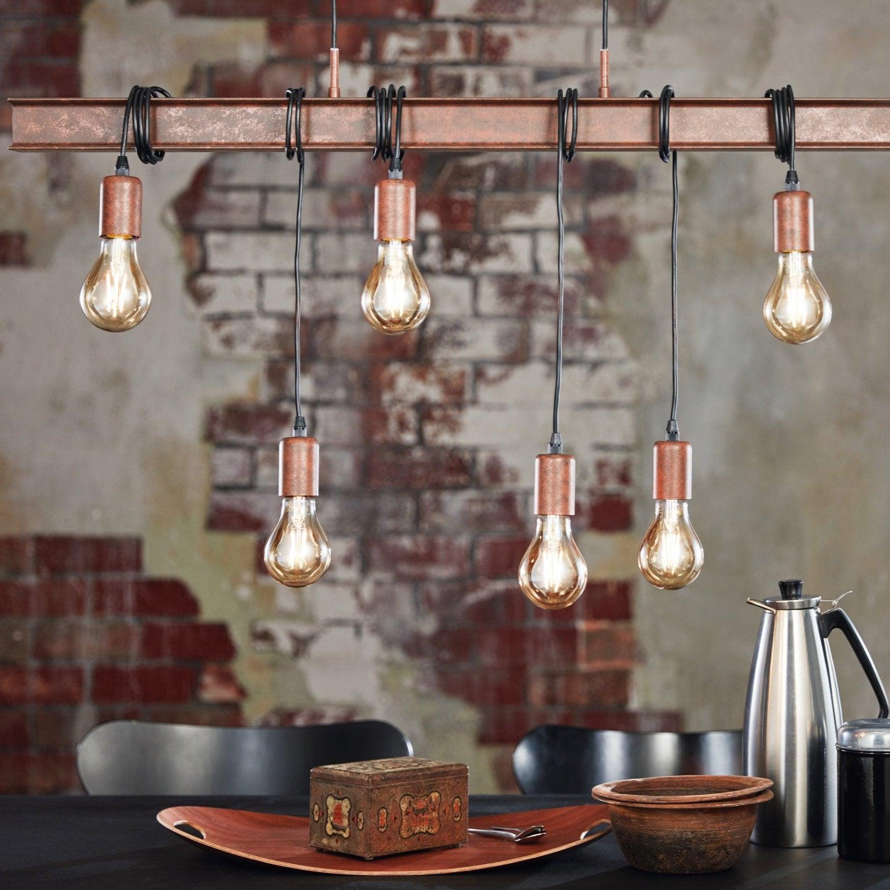 eglo townshend 4 6 light rust brown beam ceiling pendant
