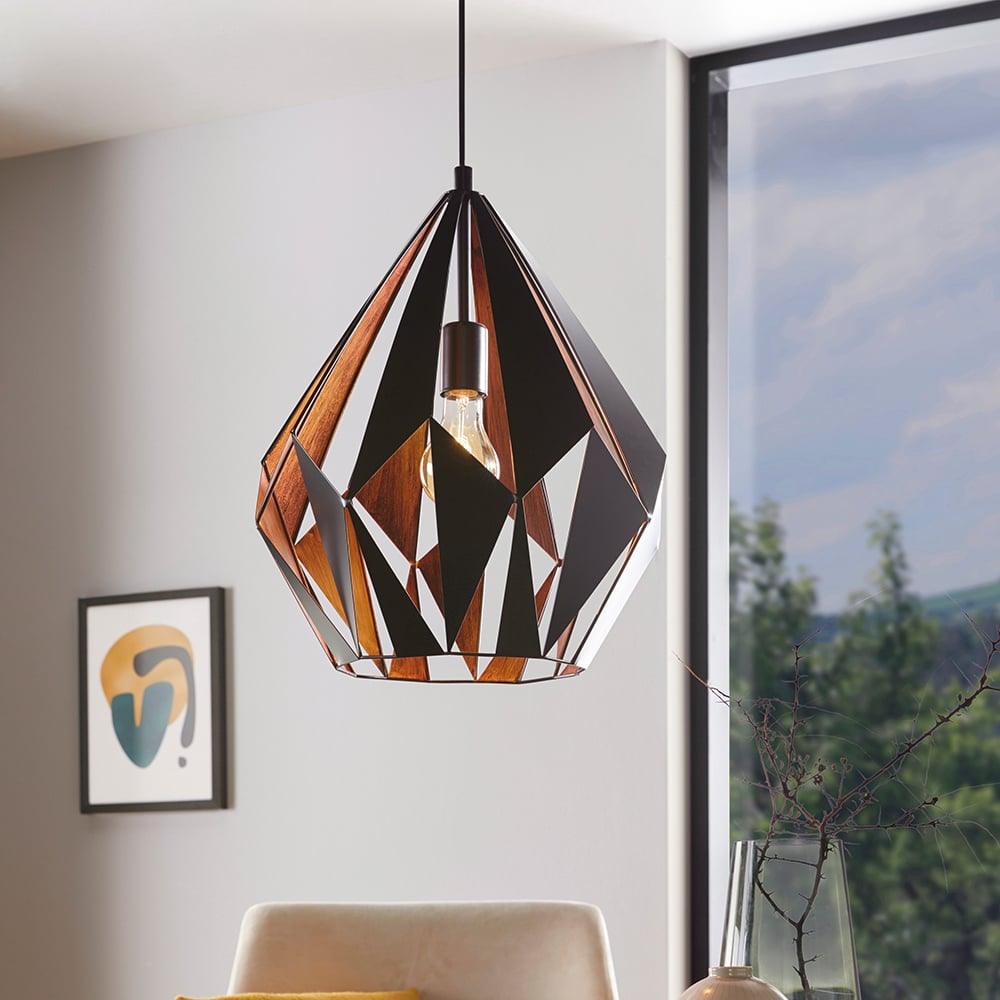 eglo carlton 1 black gold metal ceiling pendant