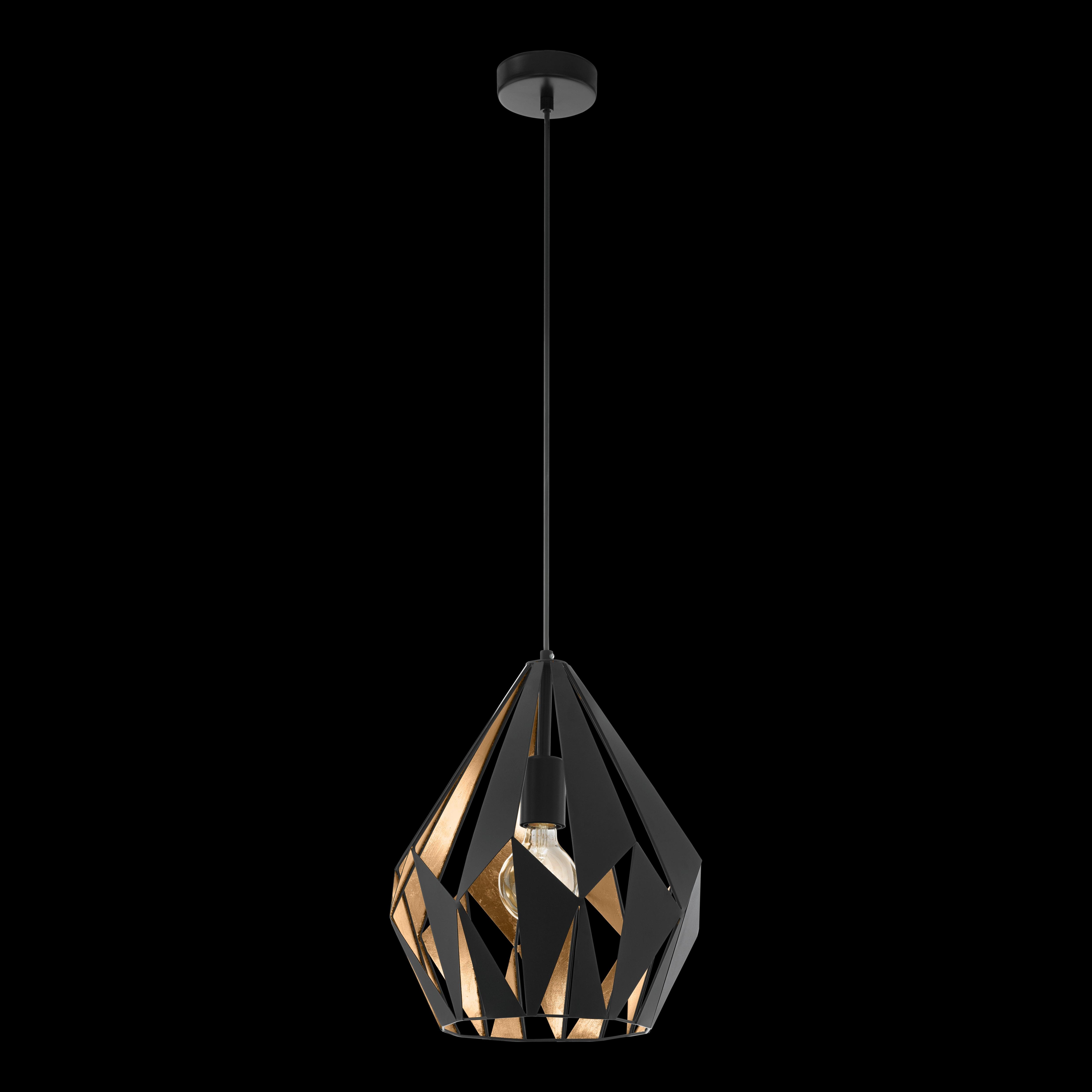 eglo carlton 1 geometric gold black ceiling pendant living room close up