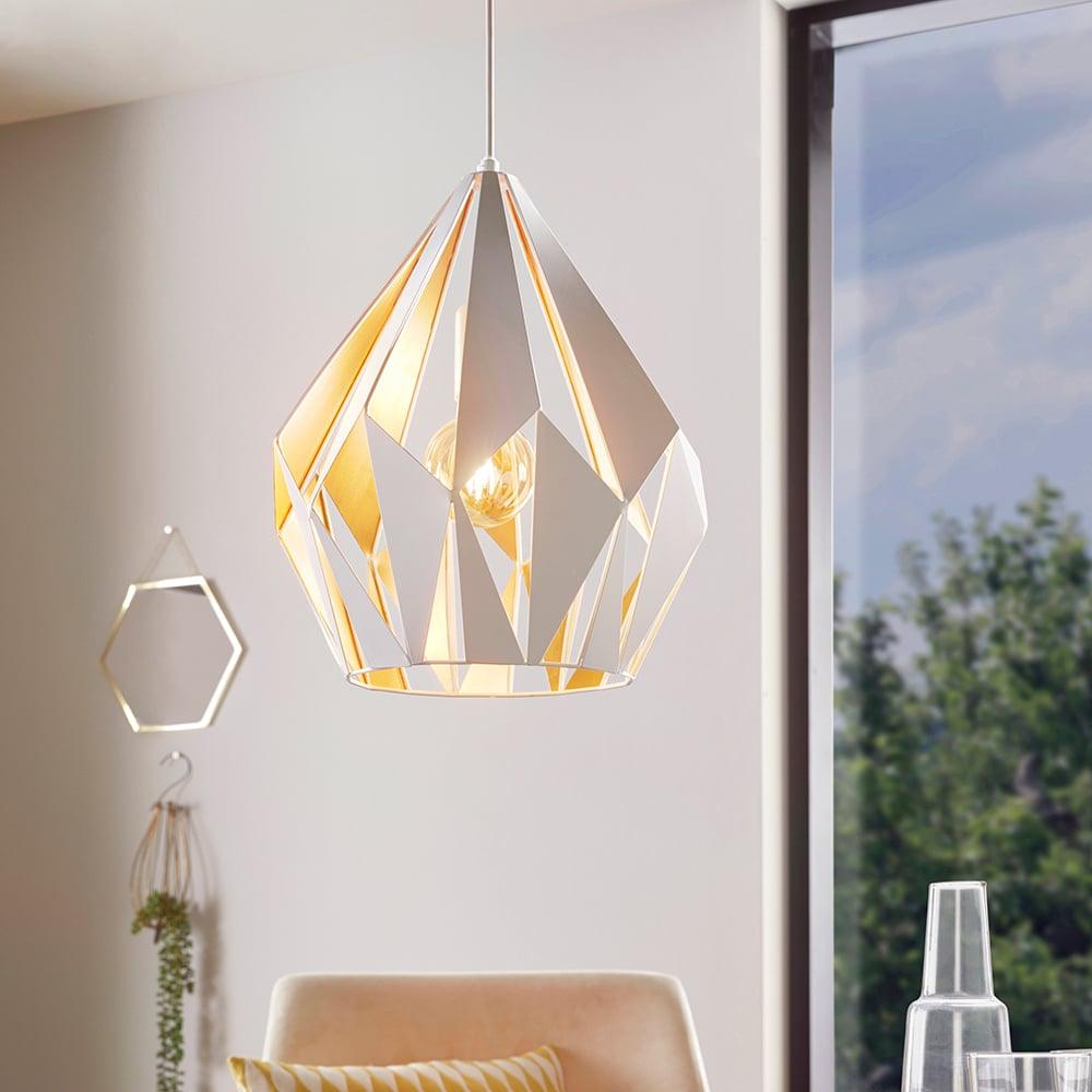 eglo carlton 1 geometric gold white ceiling pendant