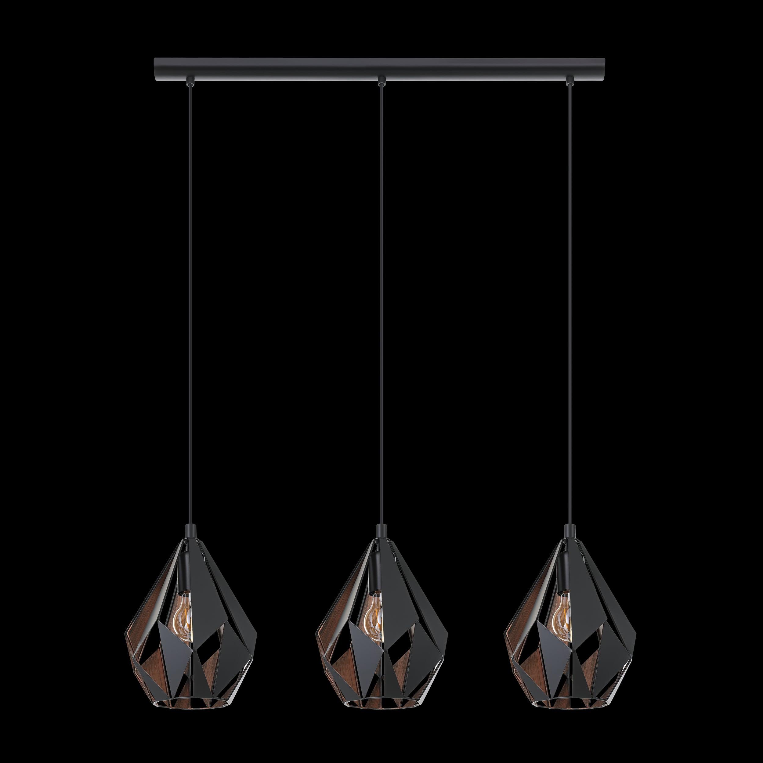 eglo carlton 1 3 light black copper metal ceiling pendant living room image