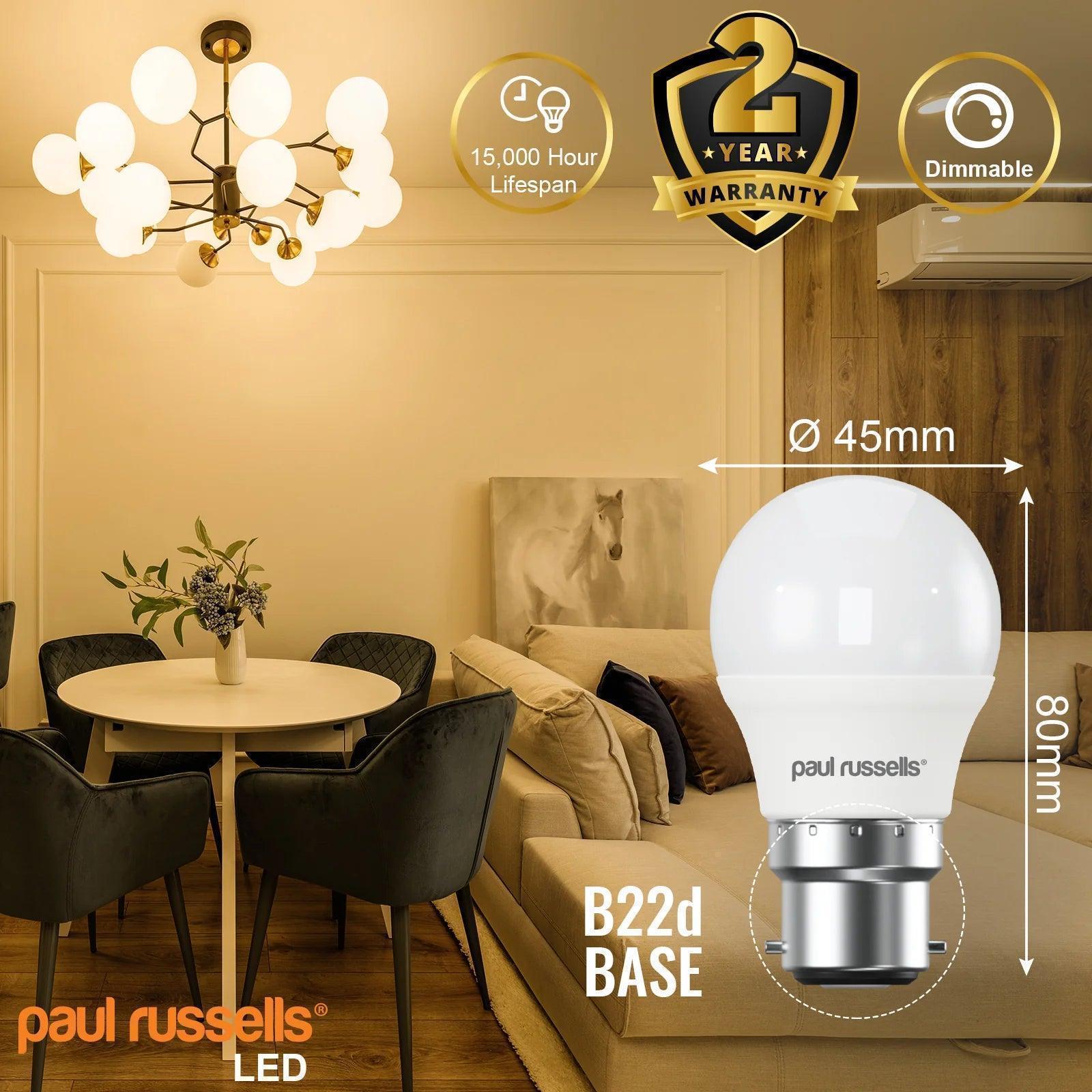 LED Dimmable Golf B22 5.5W (40W) Warm White Bayonet Cap Light Bulb