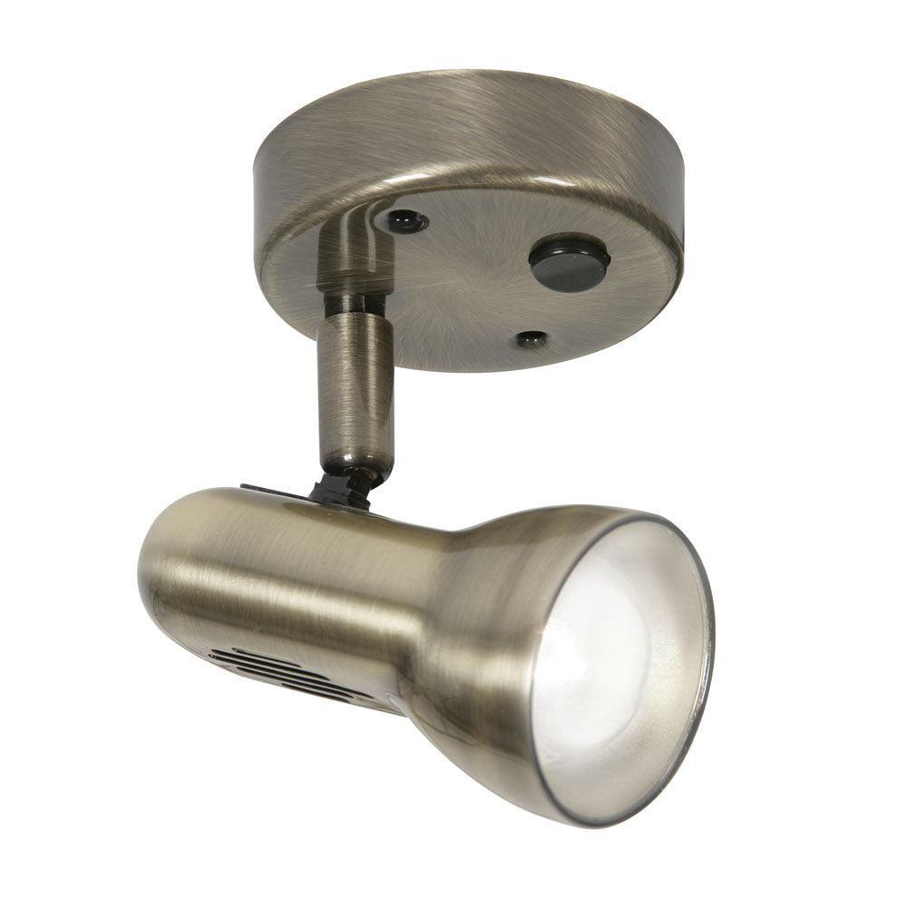 Tone Switched Antique Brass Single Spot Light - Adjustable Head-WAREHOUSE-40-100226