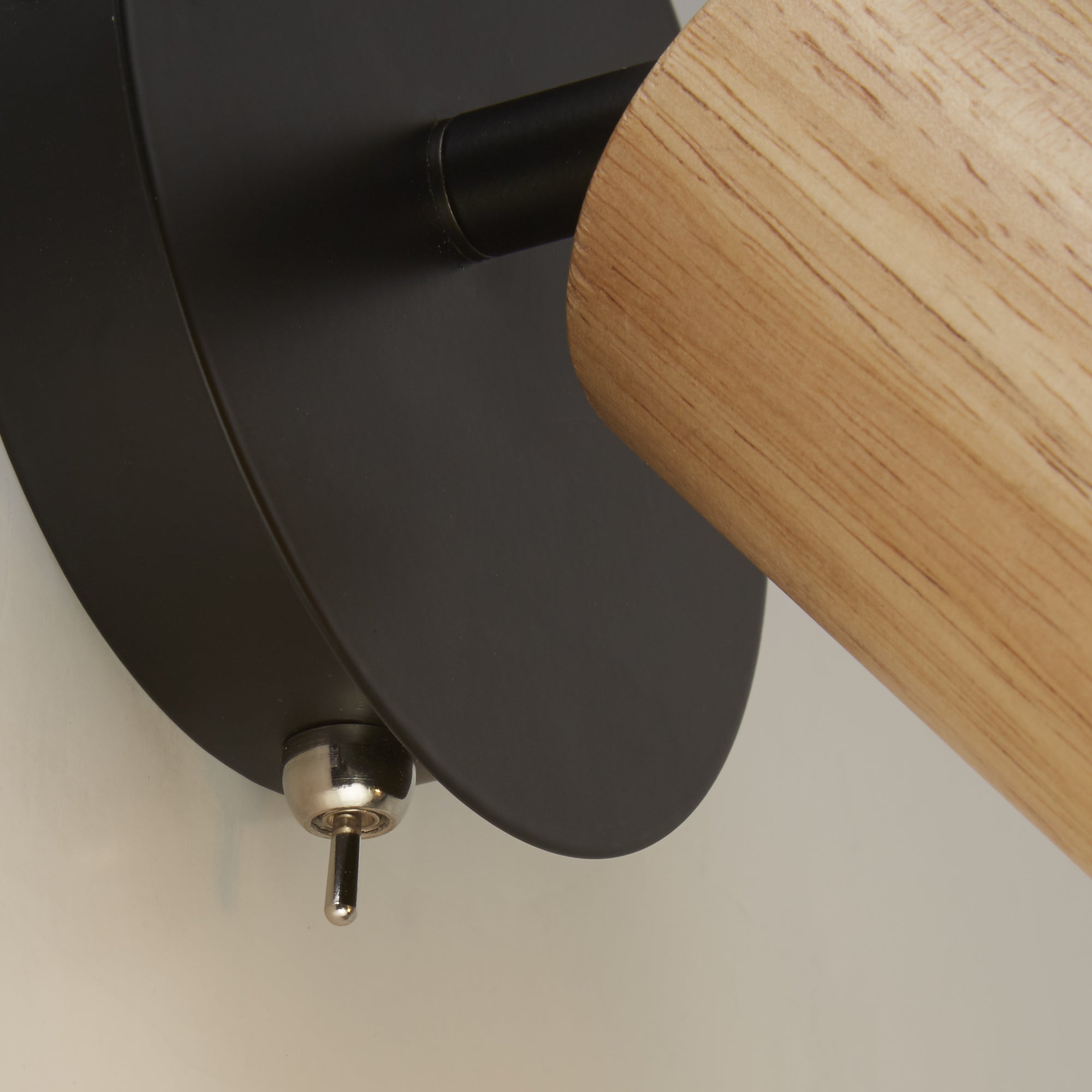 Searchlight Spinny Spotlight Black & Wood Wall Light