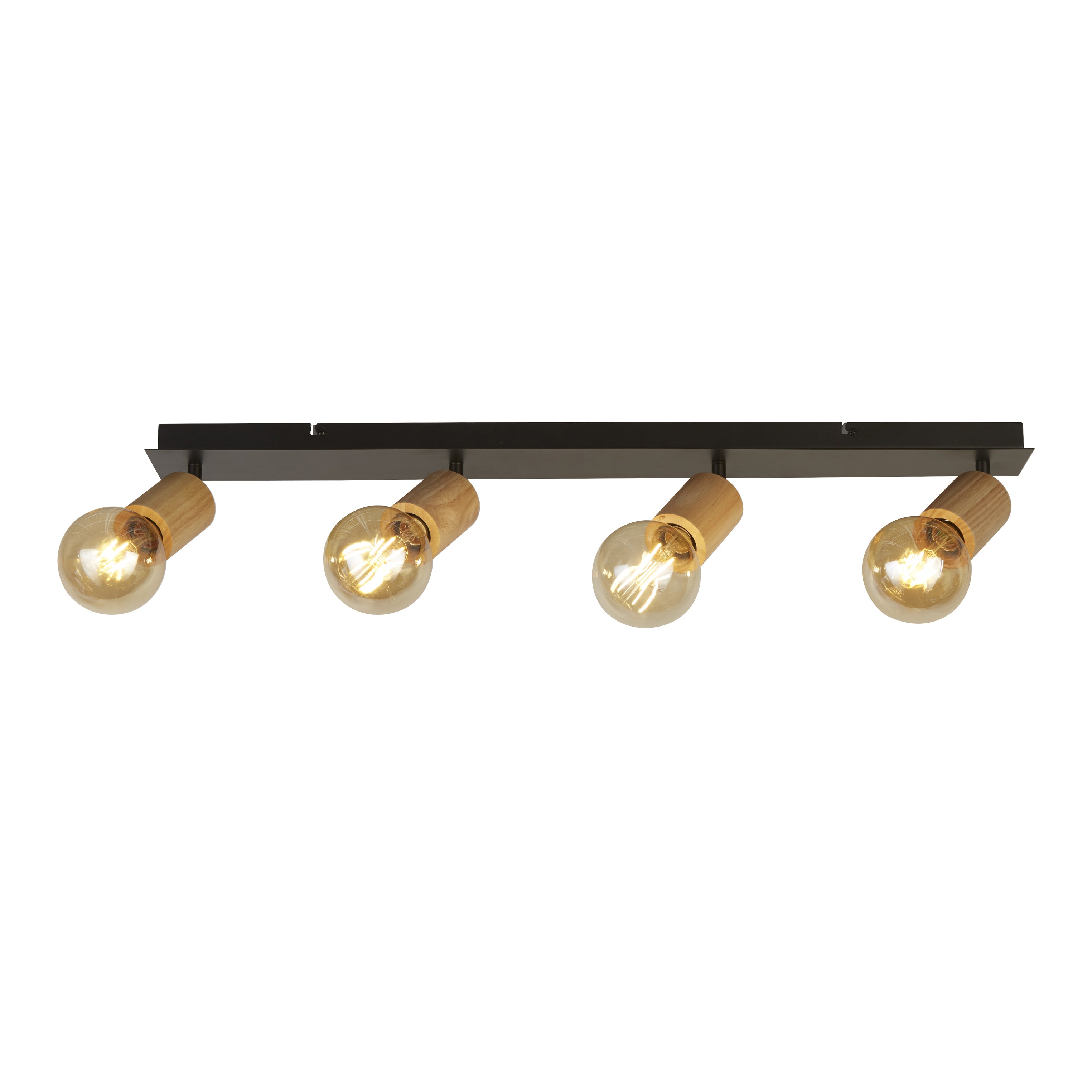 Searchlight Spinny 4 Light Bar Wood & Black Spotlight