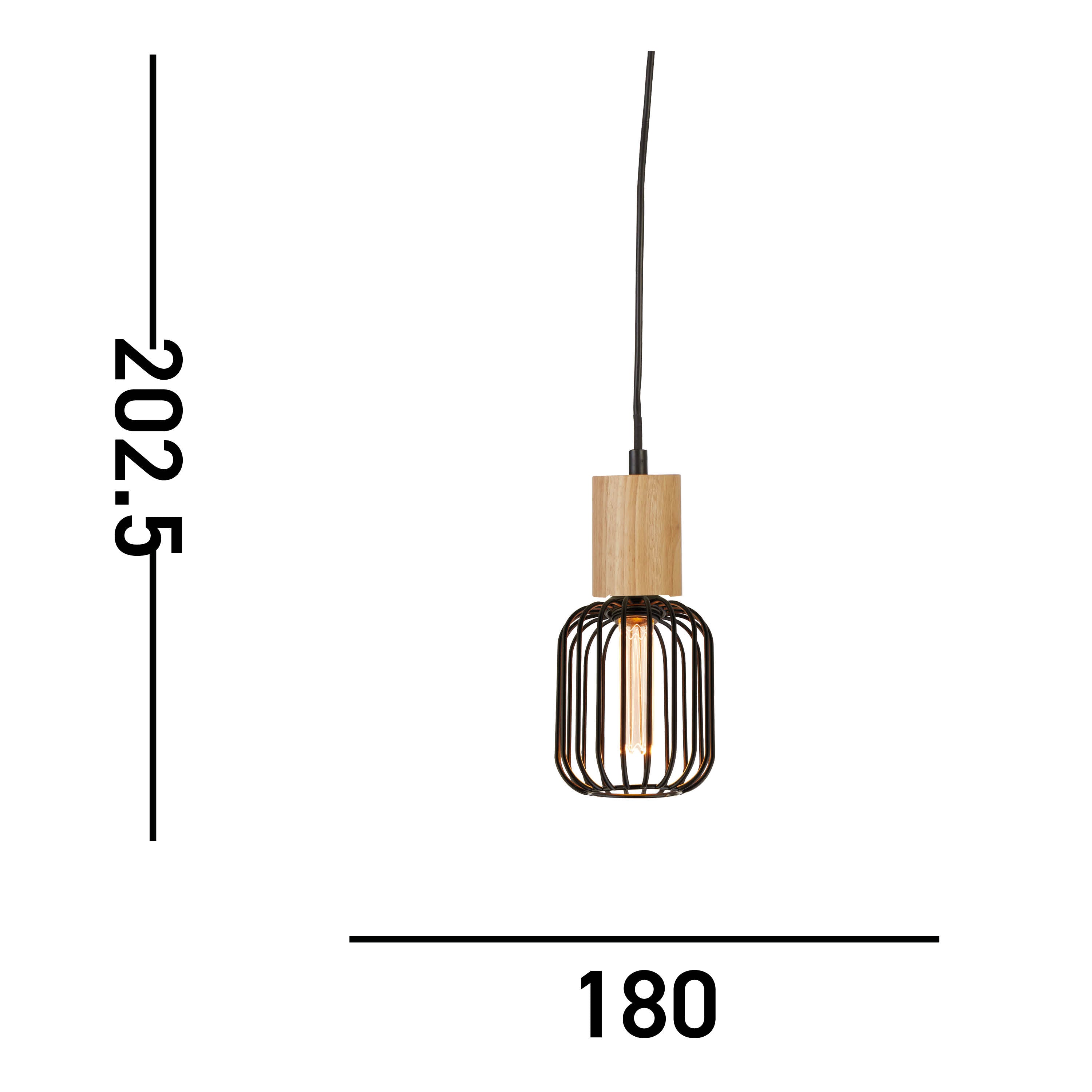 Searchlight Spinny Wood & Black Pendant