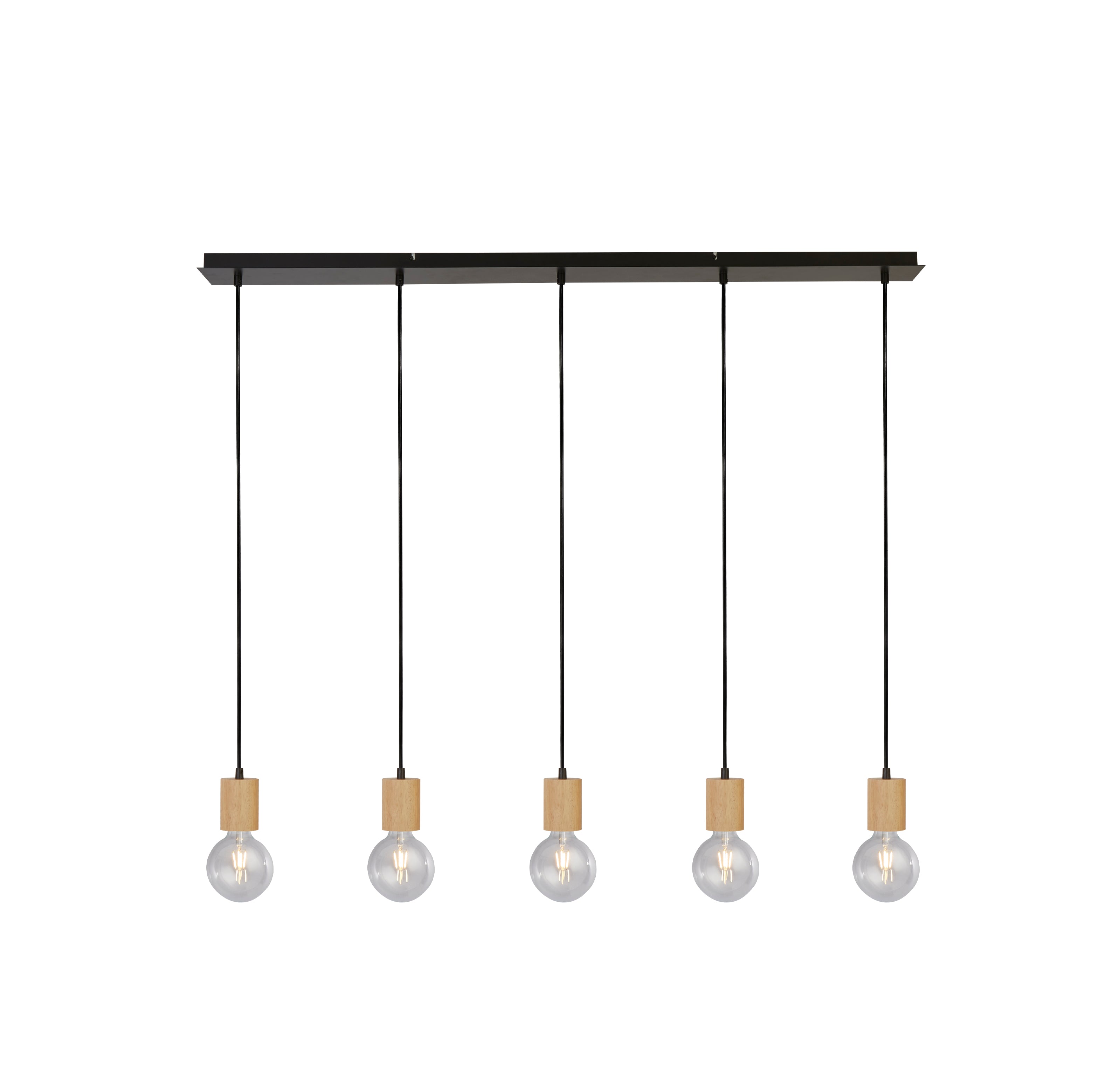 Searchlight Spinny Wood & Black 5 Light Bar Pendant