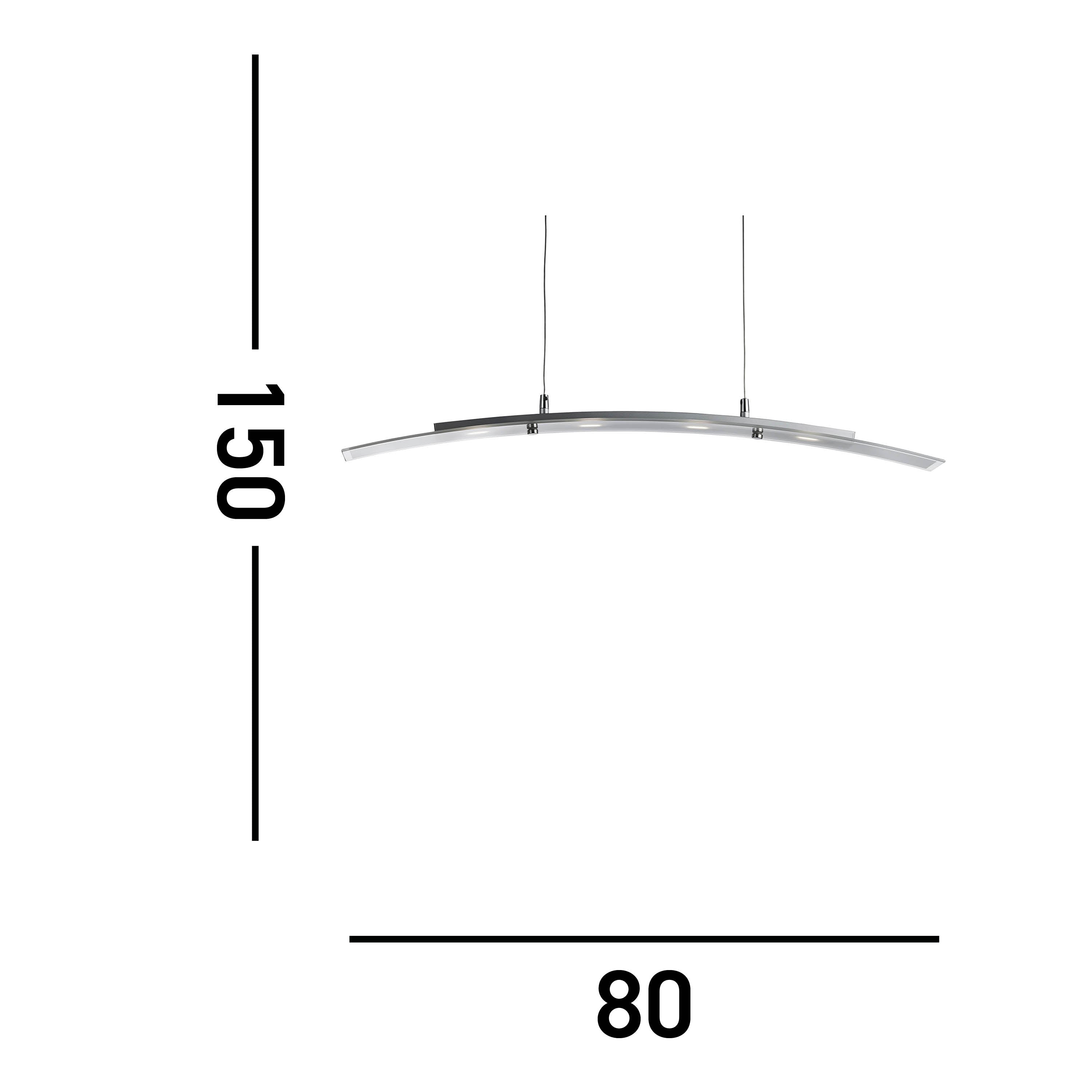 Searchlight Curve 4 Light LED Silver & Frosted Glass Pendant