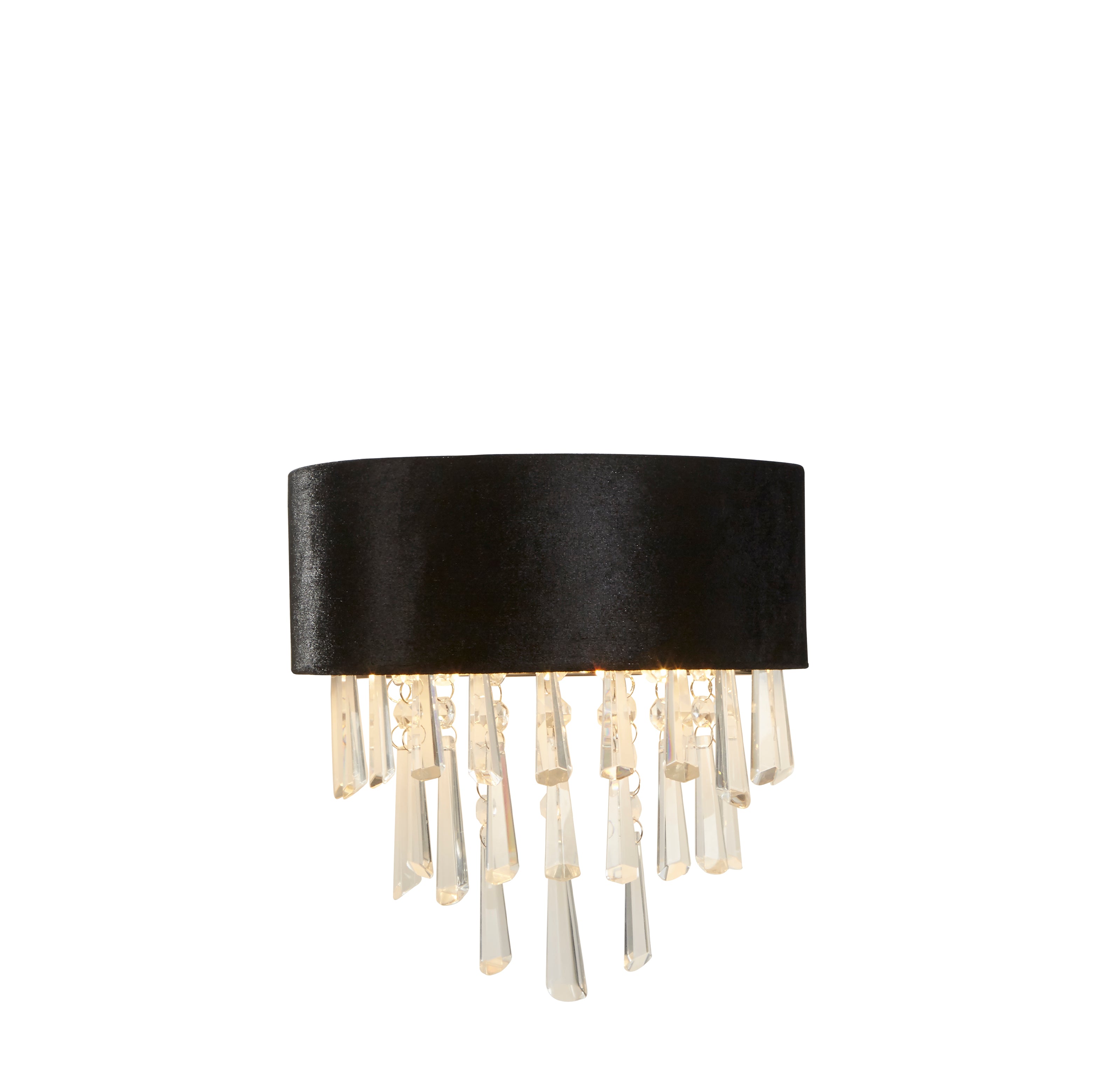 Searchlight Glamour 2 Light Wall Light - Black Velvet & Clear Crystal