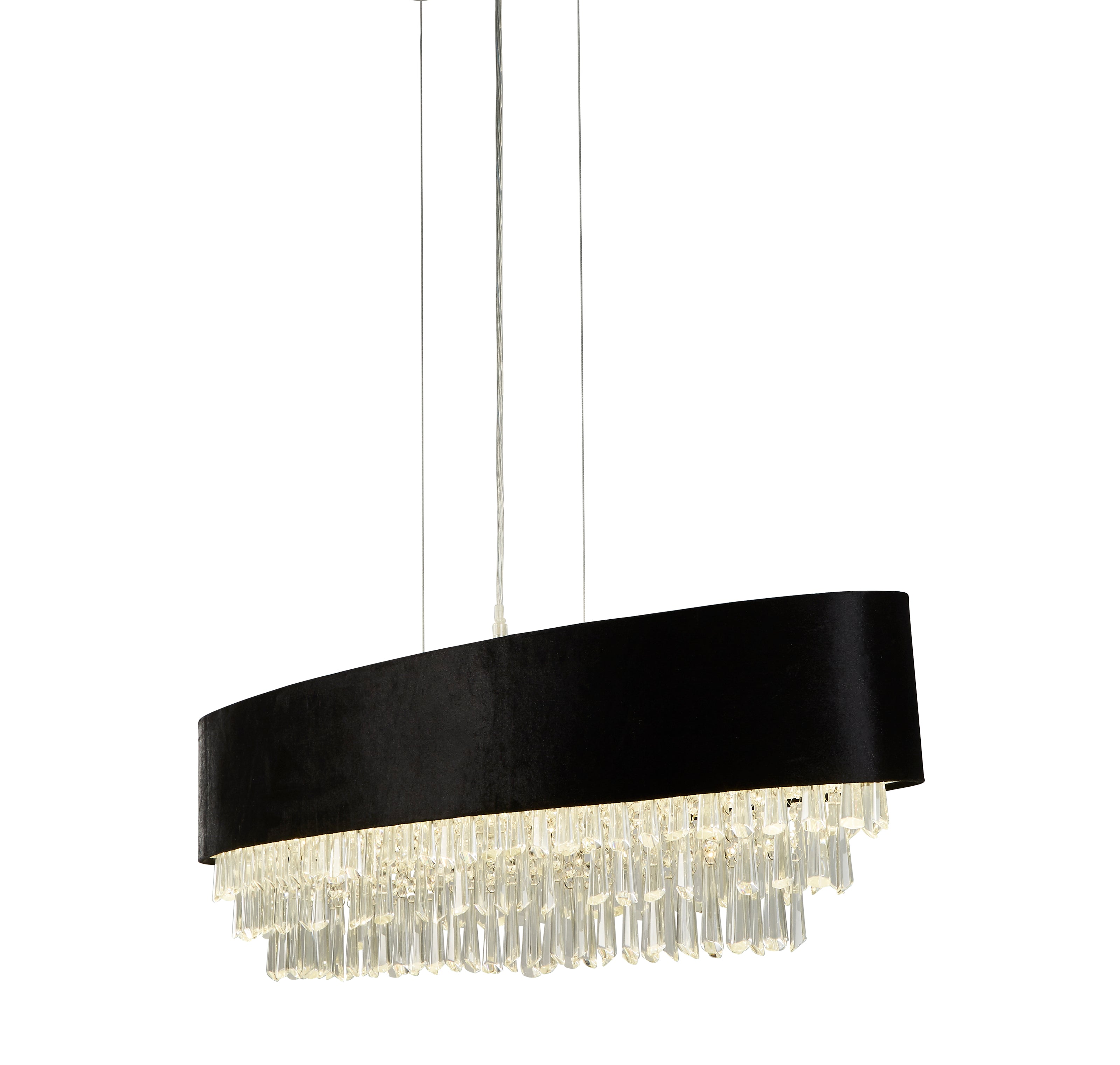Searchlight Glamour 8 Light Pendant/Semi-Flush- Black Velvet & Crystal Shade