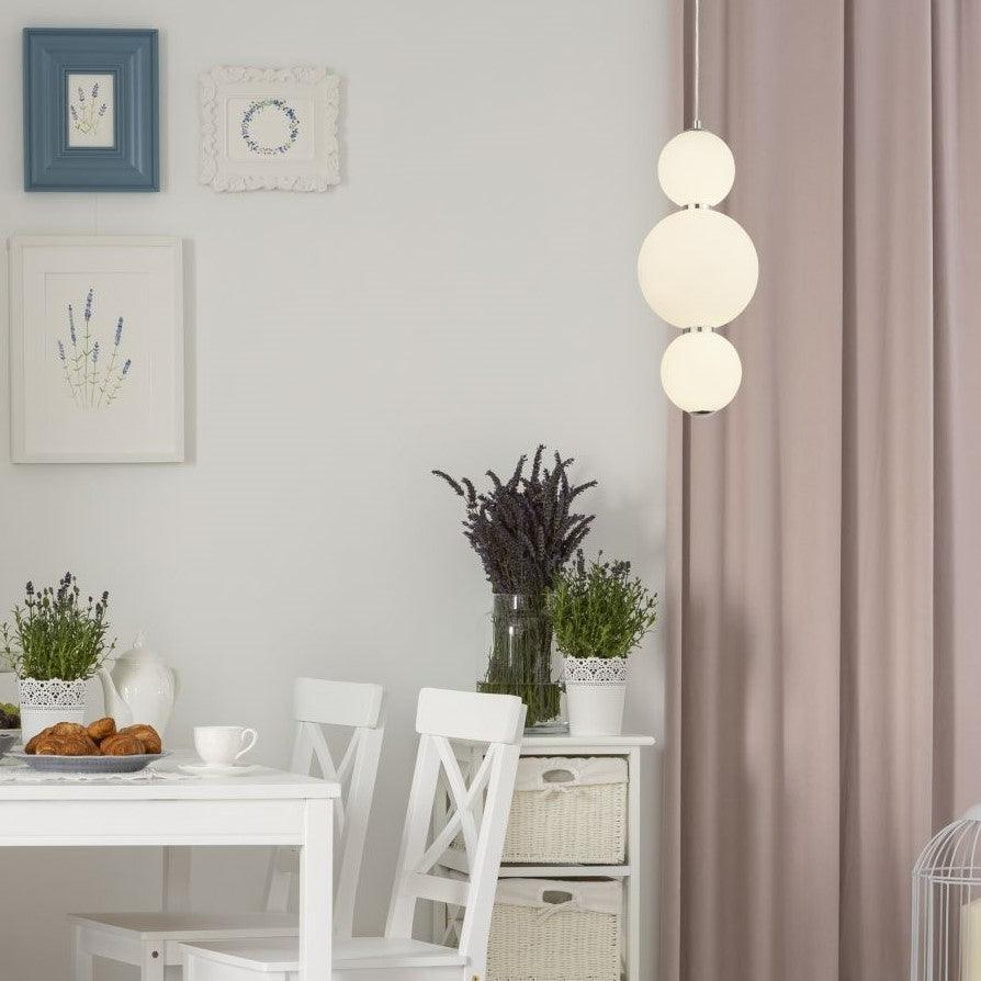 Snowball 3 Light Pendant Chrome With Opal Glass Shade-OB-180926
