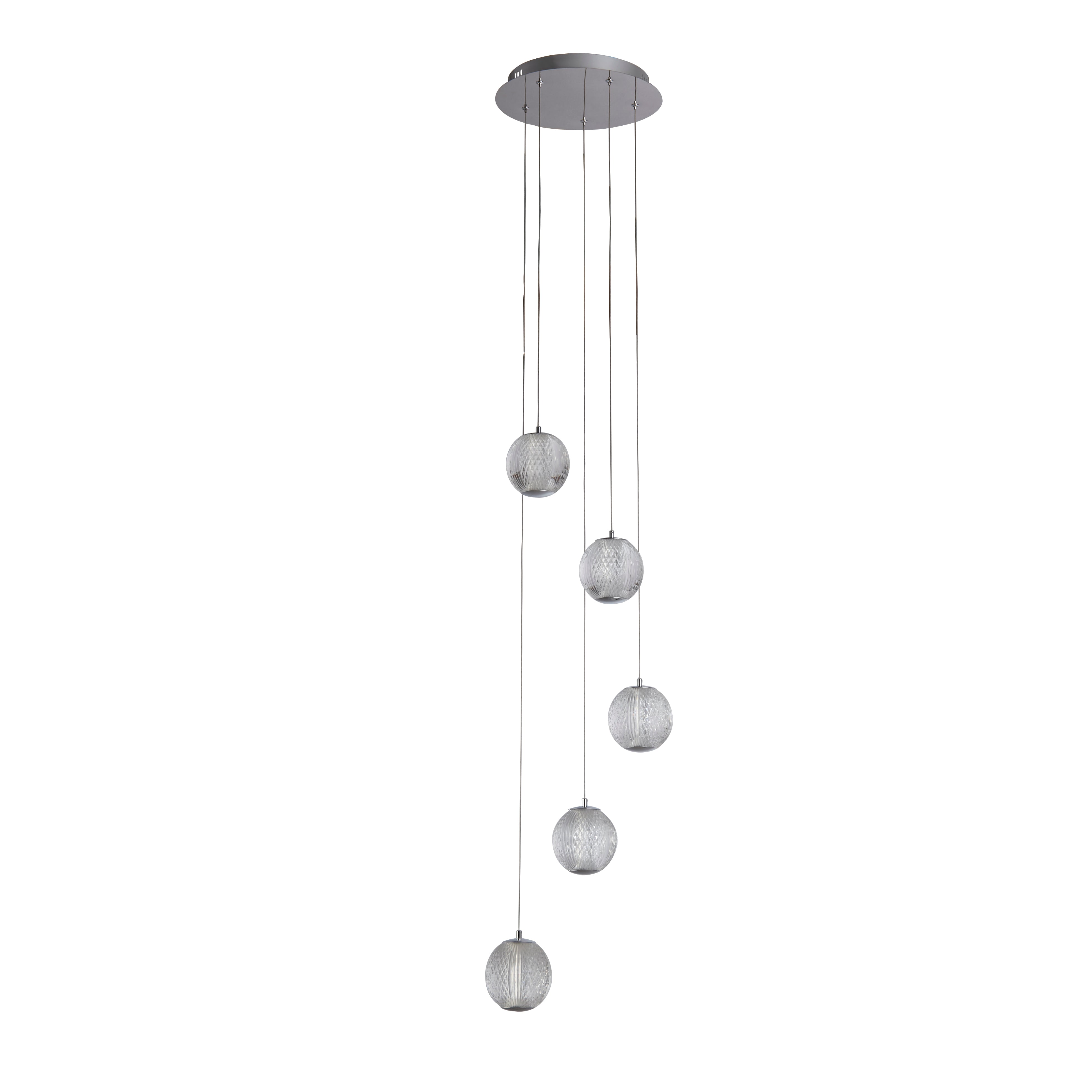 Searchlight Allure 5 Light Multi-Drop LED Chrome Pendant