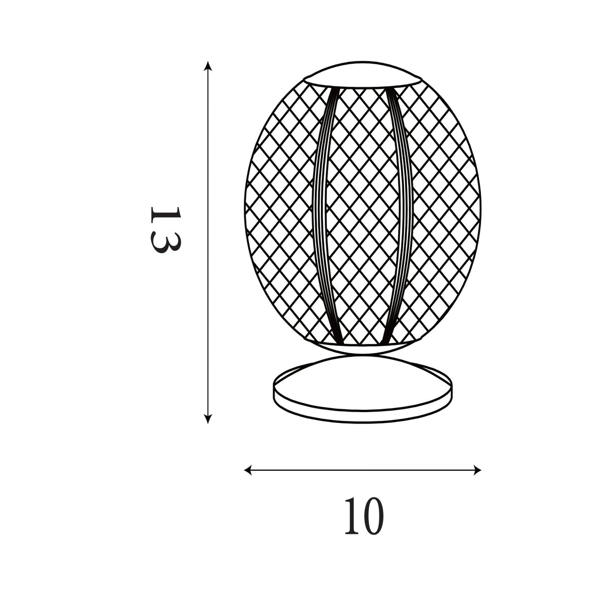 Dimension diagram of the Allure, Chrome, Table Lamp - Faceted Acrylic Shade with height and width in cm.