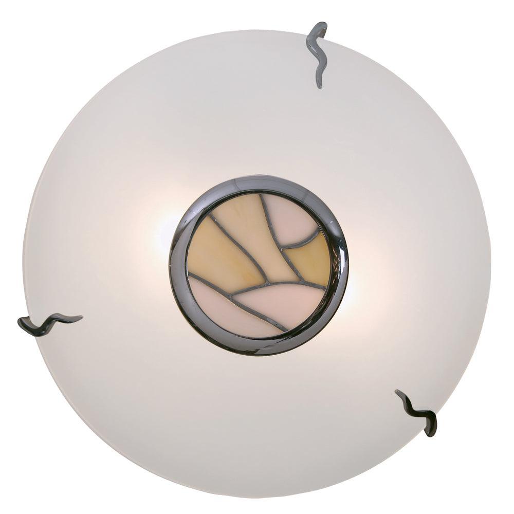 Tiffany Flush Beige & White Glass Ceiling Light-warehouse-clearance-220526