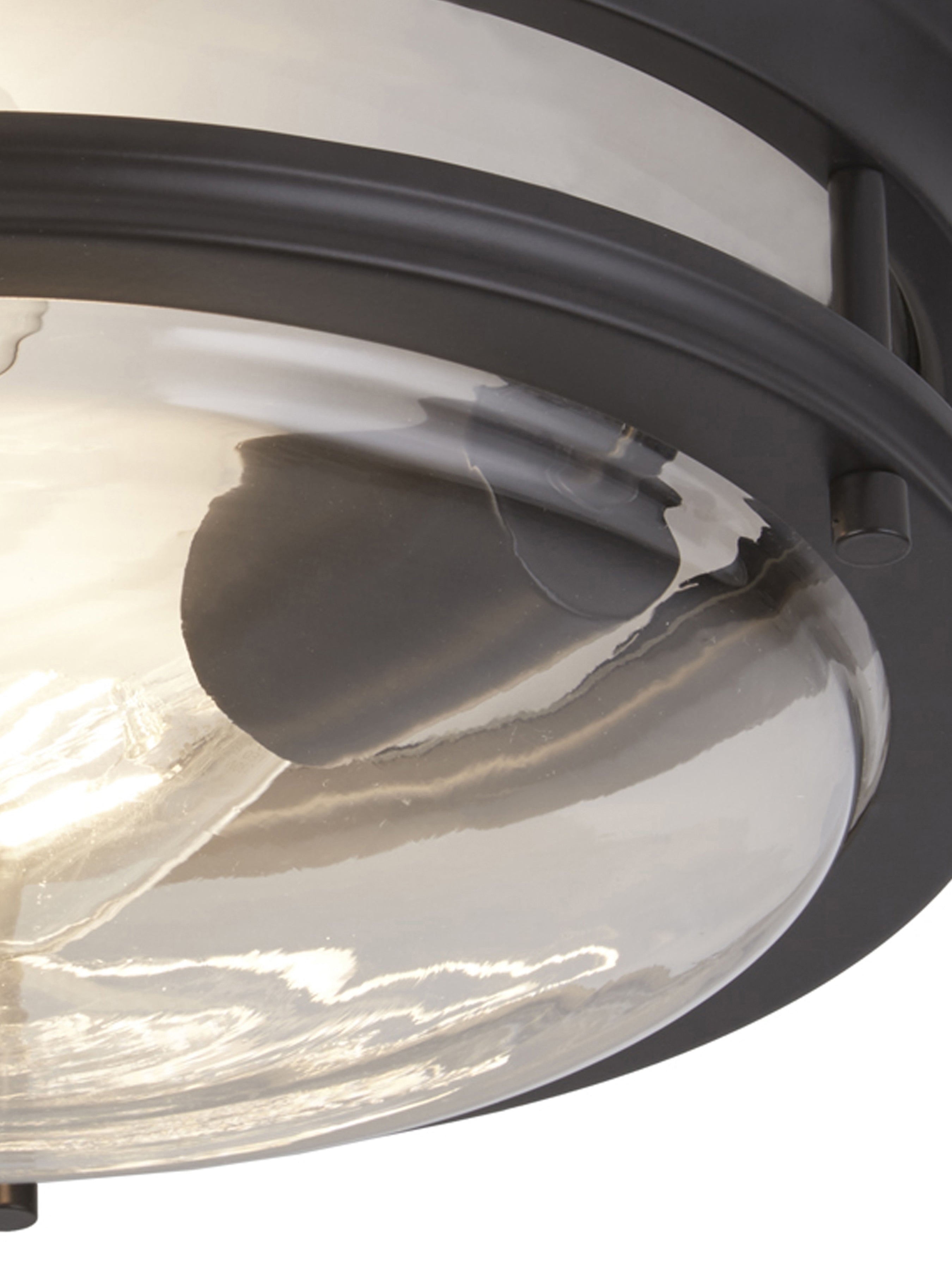 Searchlight Glasgow 2 Light Black Flush - Clear Glass Shade