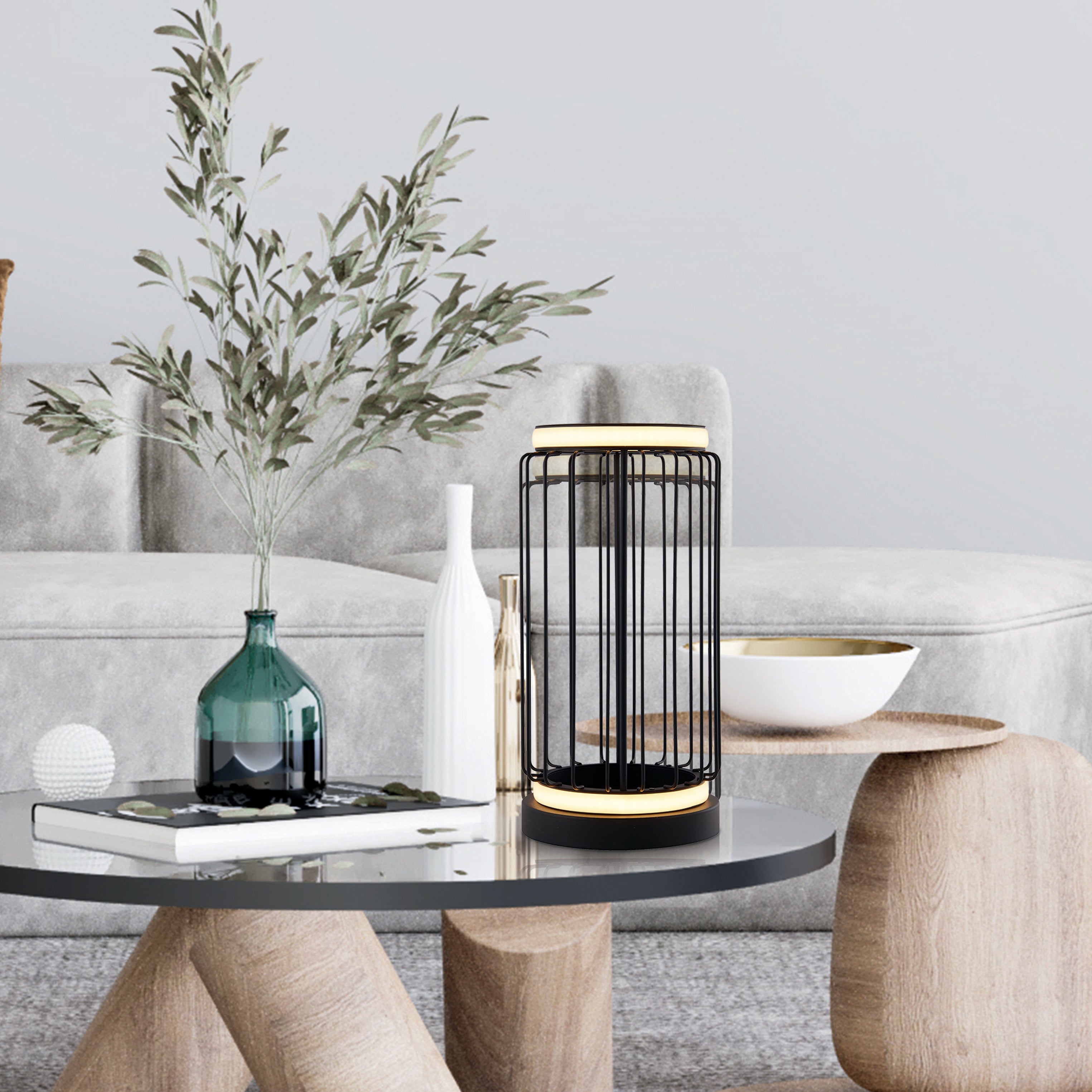 Searchlight Circolo Black Cage Table Lamp