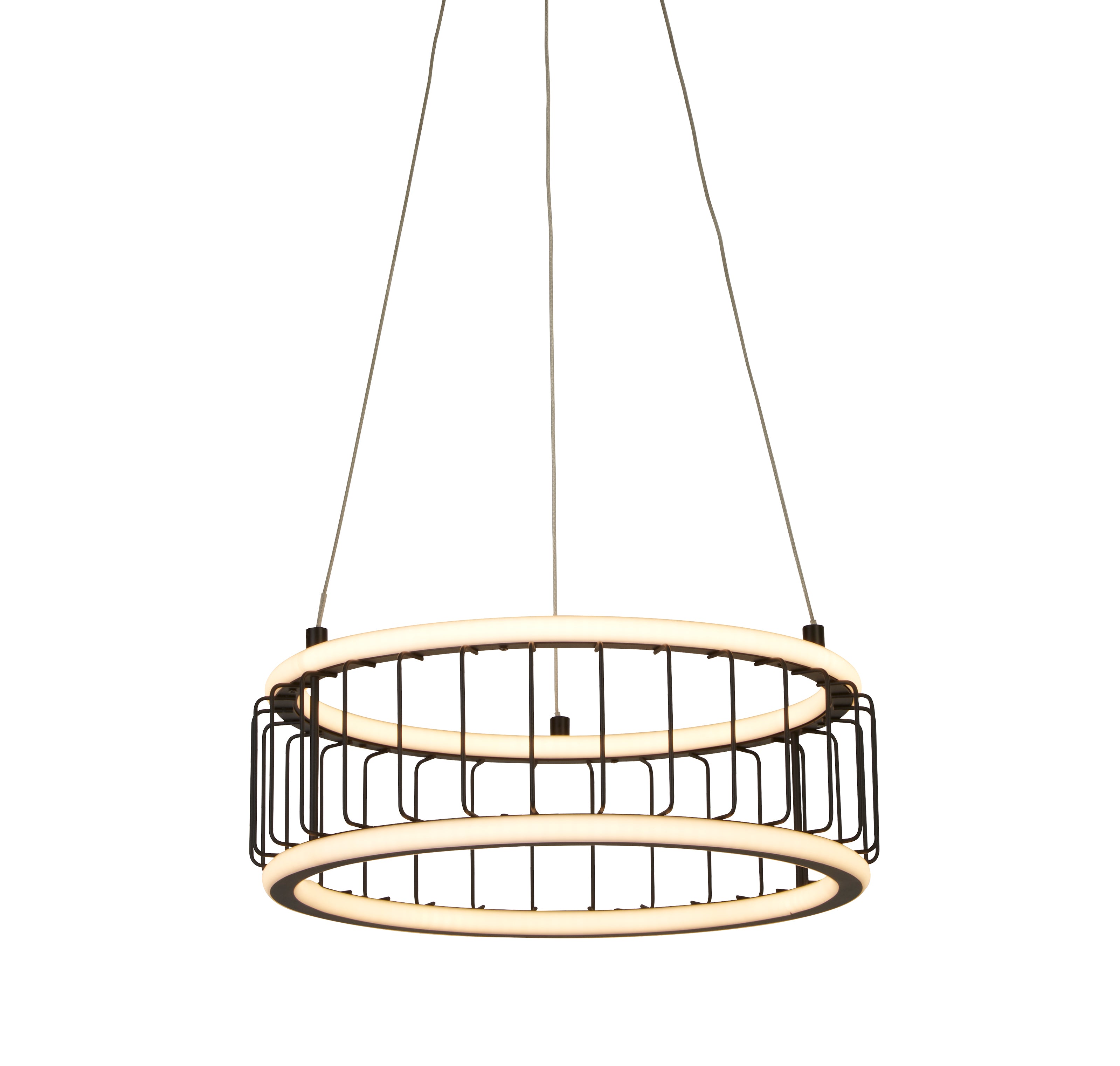 Searchlight Circolo Cage Drum Black LED Pendant - 38cm