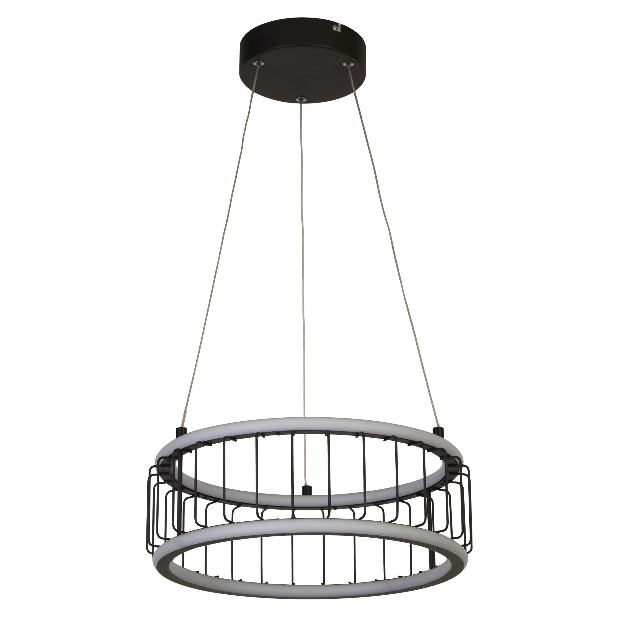 Searchlight Circolo Cage Drum Black LED Pendant - 38cm