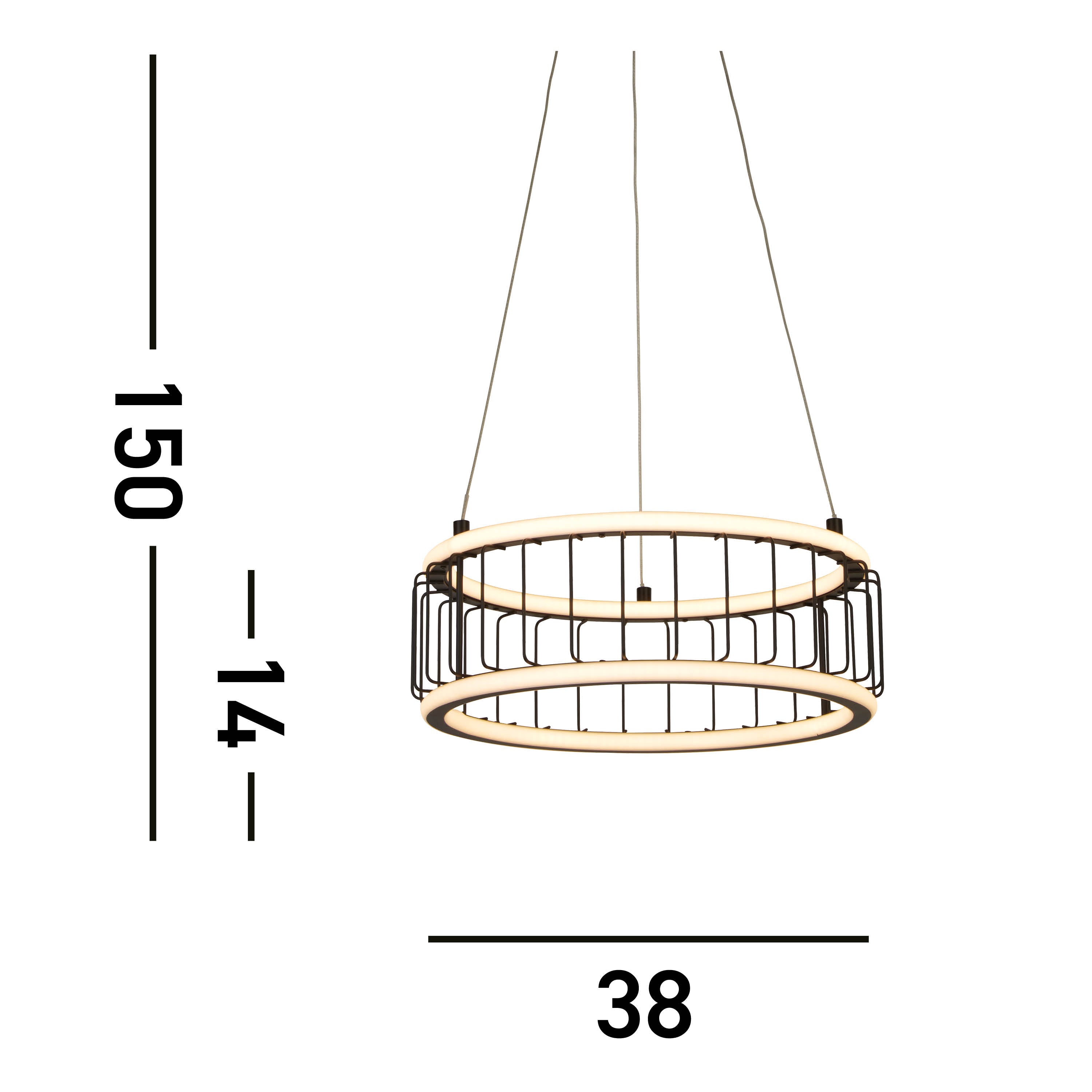 Searchlight Circolo Cage Drum Black LED Pendant - 38cm