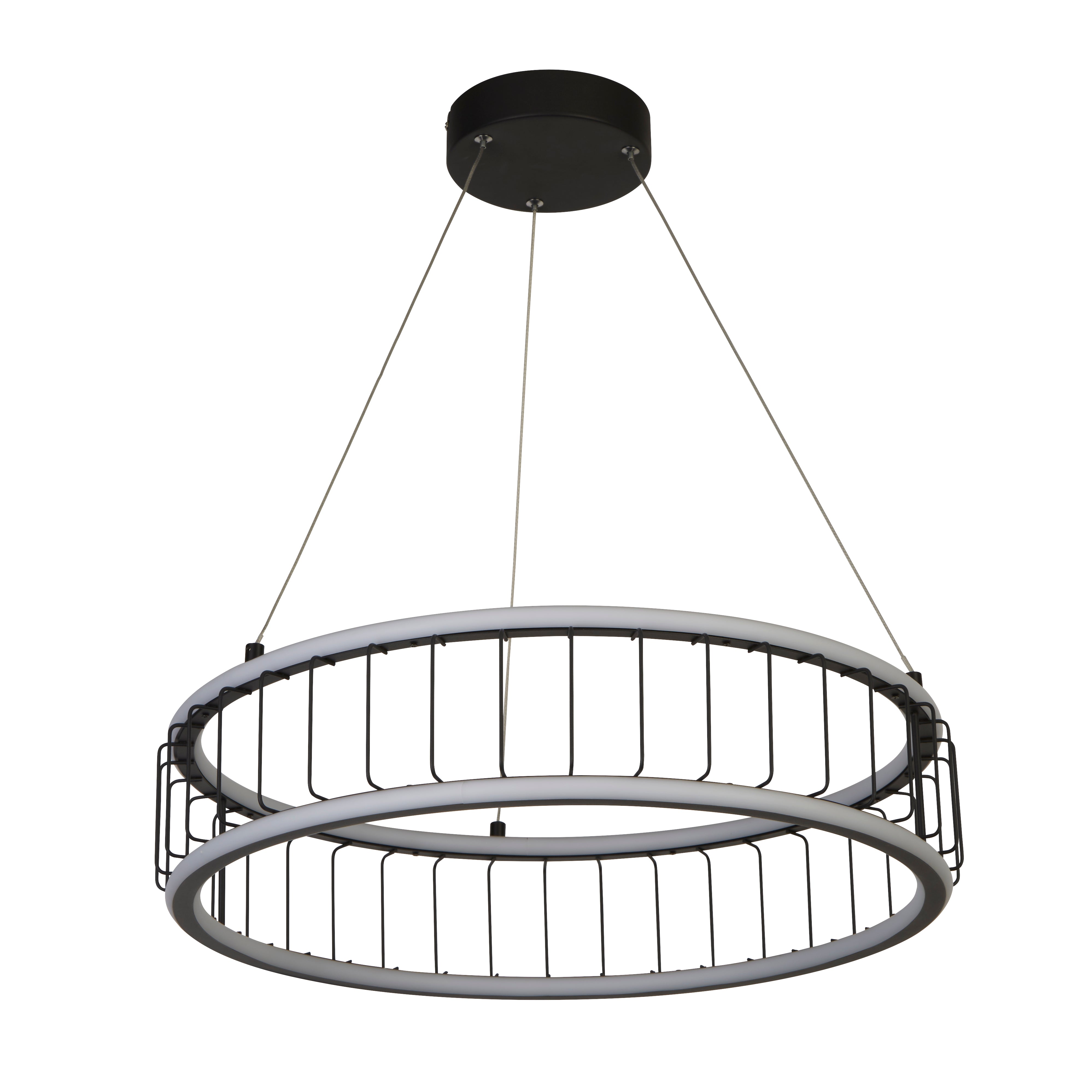 Searchlight Circolo Cage Drum Black LED Pendant - 58cm
