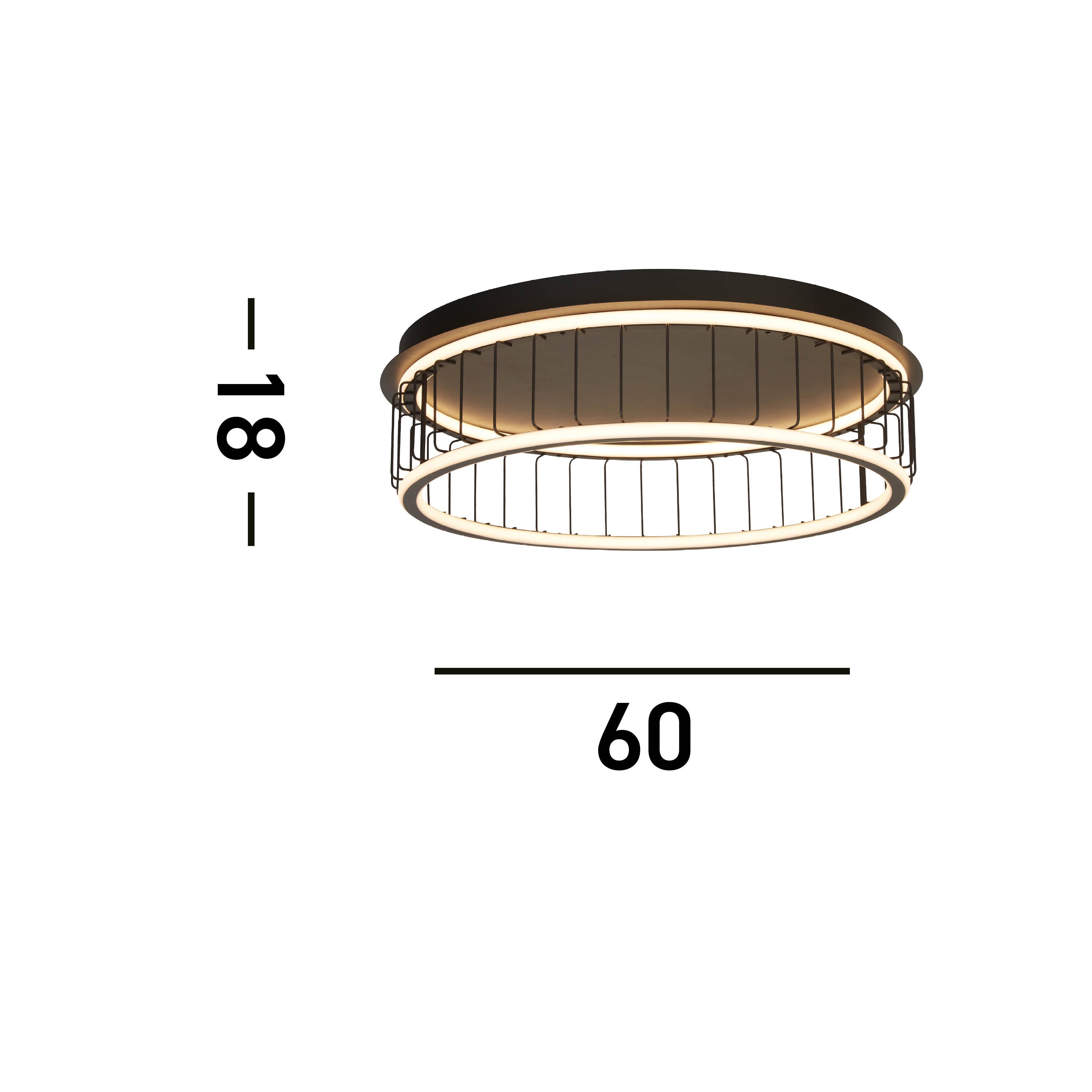 Searchlight Circolo Black Cage LED Flush Ceiling Light - 60cm